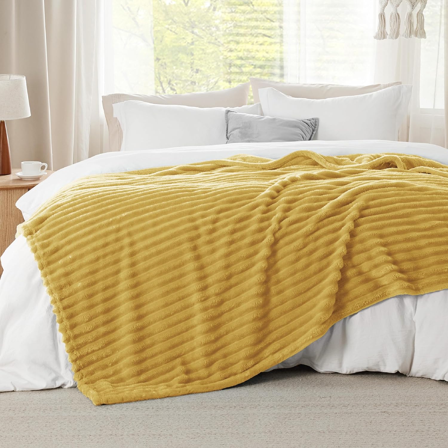 MANTA BEDSURE QUEEN SIZE AMARILLO 90X90 PULGADAS - 3