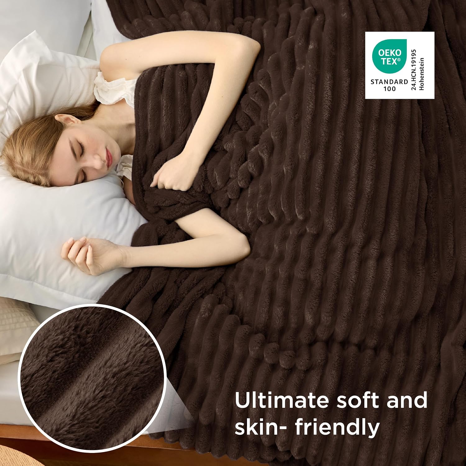 MANTA BEDSURE QUEEN SIZE CHOCOLATE MARRÓN 90X90 PULGADAS - 4