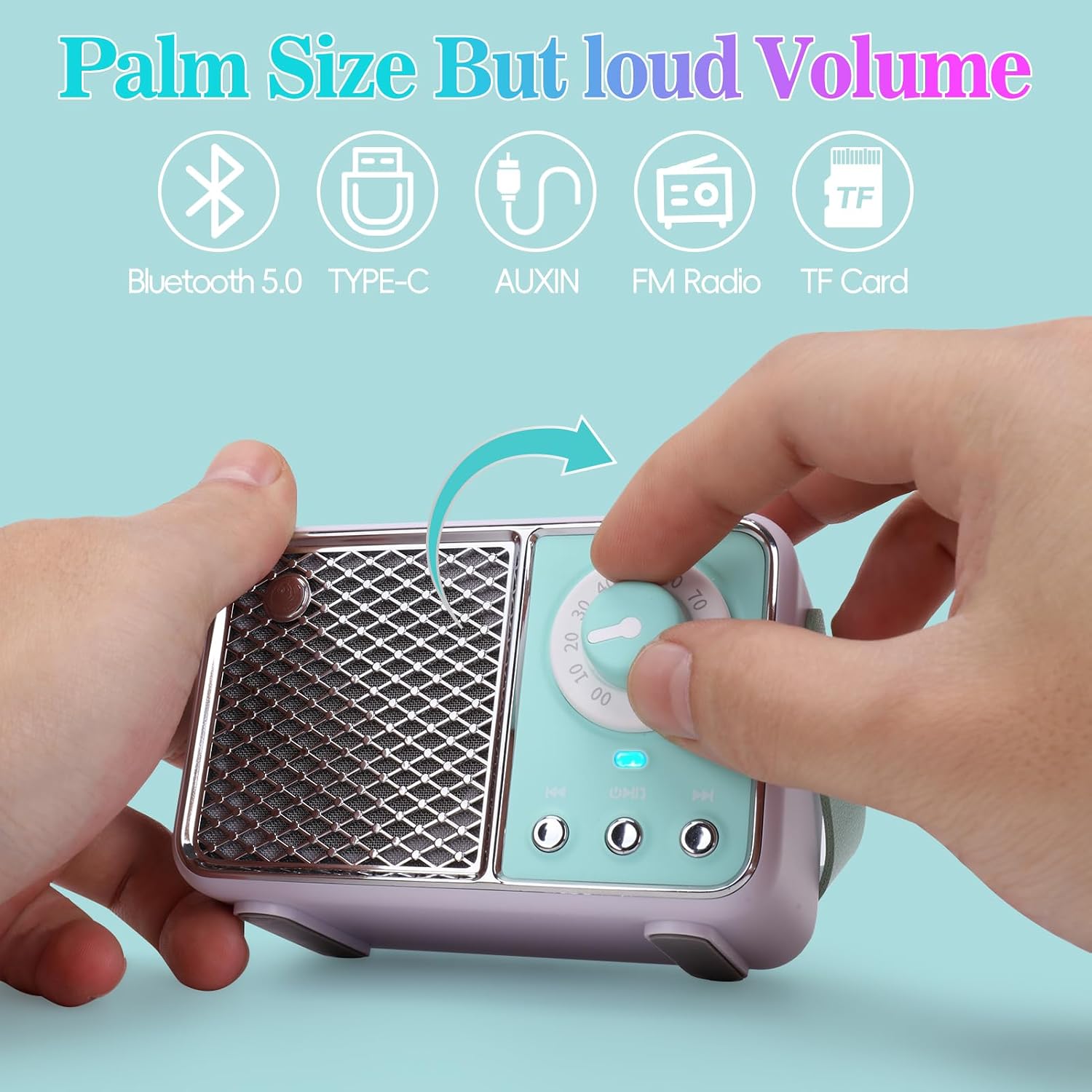 PARLANTE PORTÁTIL DOSMIX RETRO BLUETOOTH VERDE CIAN - 2