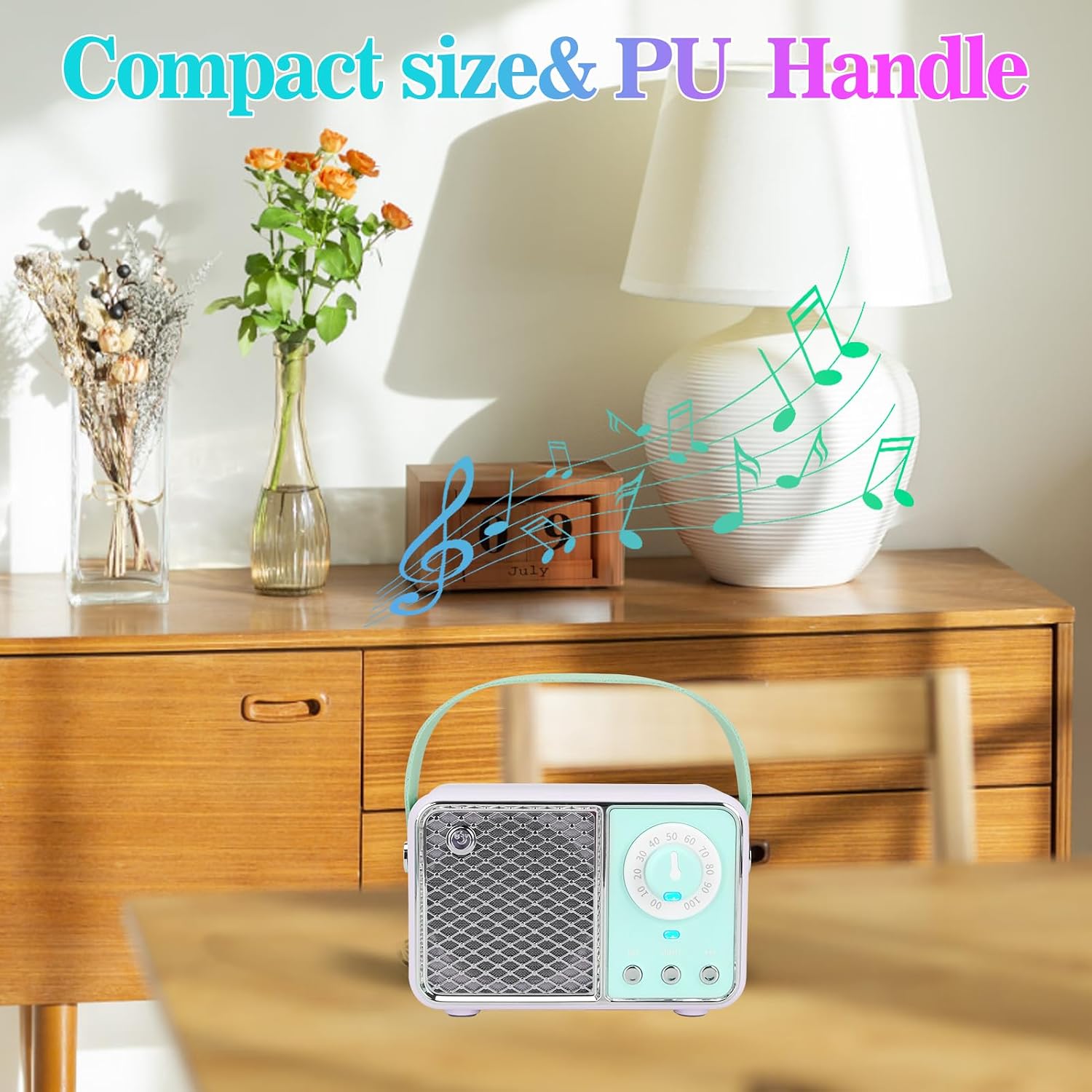 PARLANTE PORTÁTIL DOSMIX RETRO BLUETOOTH VERDE CIAN - 5