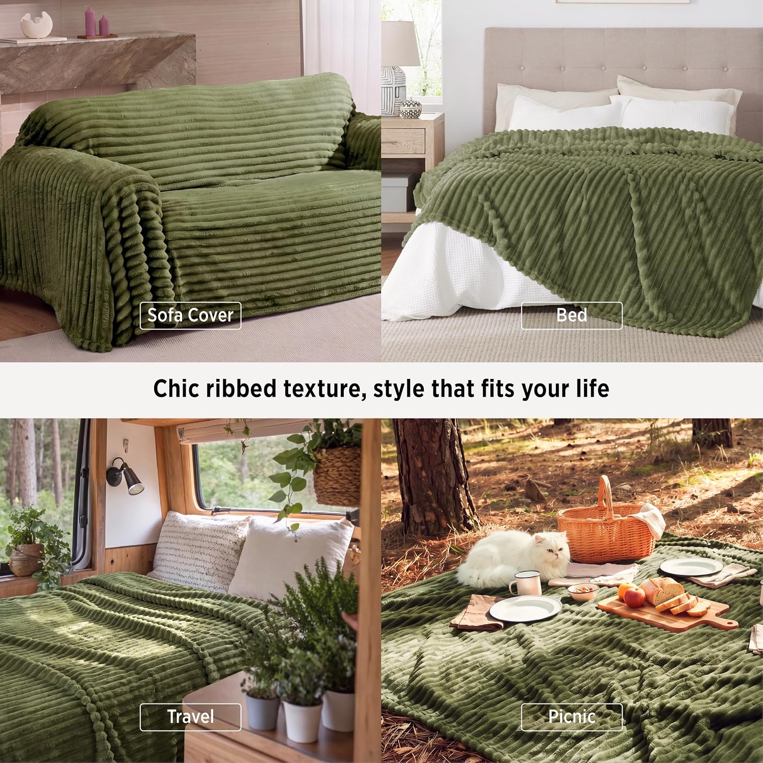 MANTA BEDSURE QUEEN SIZE 90X90 MOSS - 4