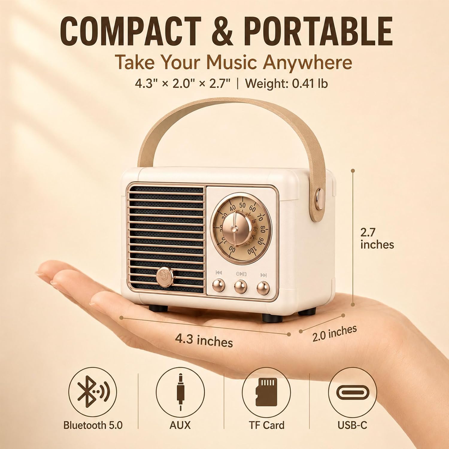 PARLANTE PORTÁTIL DOSMIX RETRO BLUETOOTH AMARILLO - 3