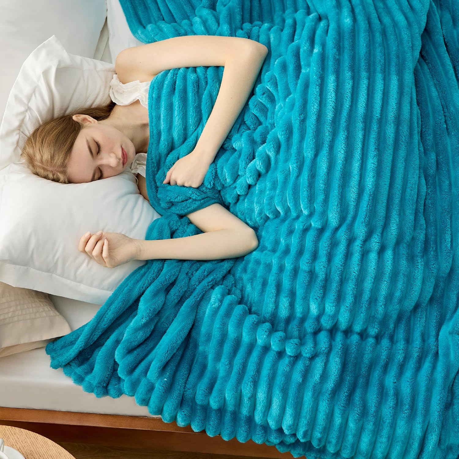 MANTA BEDSURE QUEEN SIZE 90X90 AZUL VERDOSO - 4