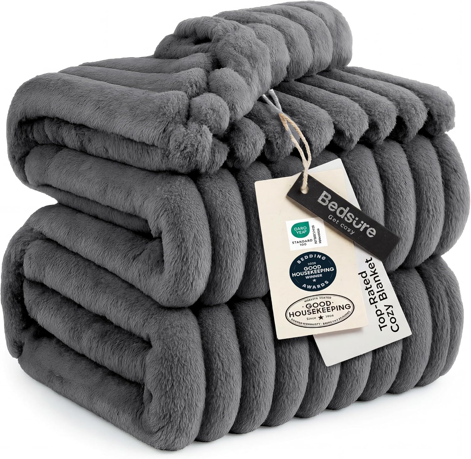 MANTA BEDSURE QUEEN SIZE GRIS ESCARCHA 90X90 PULGADAS - 1