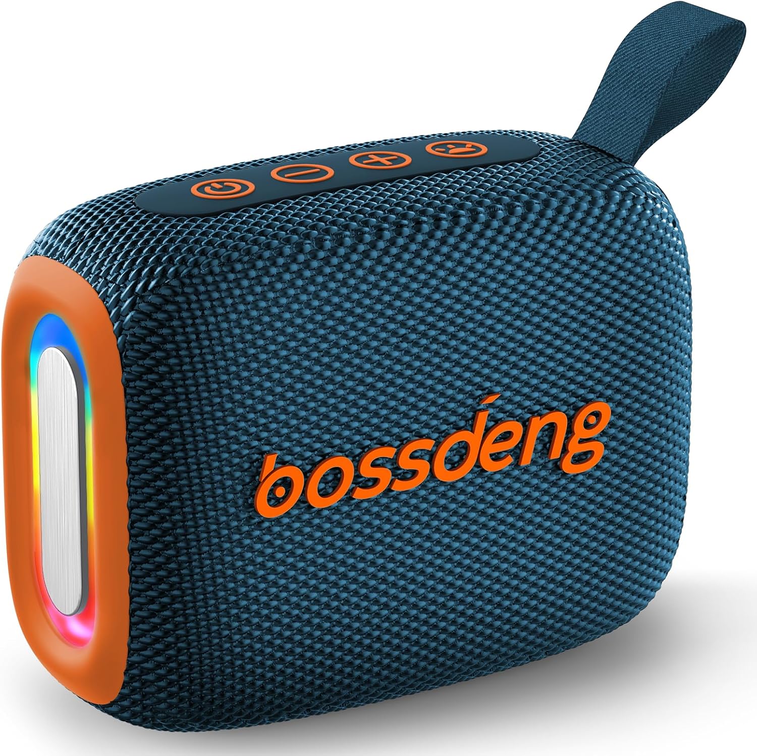 PARLANTE PORTÁTIL BLUETOOTH BOSSDENG IMPERMEABLE CON LUCES Y CORDÓN AZUL - 1