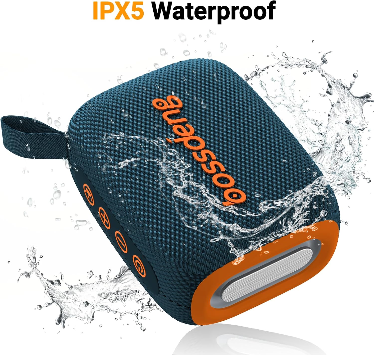 PARLANTE PORTÁTIL BLUETOOTH BOSSDENG IMPERMEABLE CON LUCES Y CORDÓN AZUL - 5