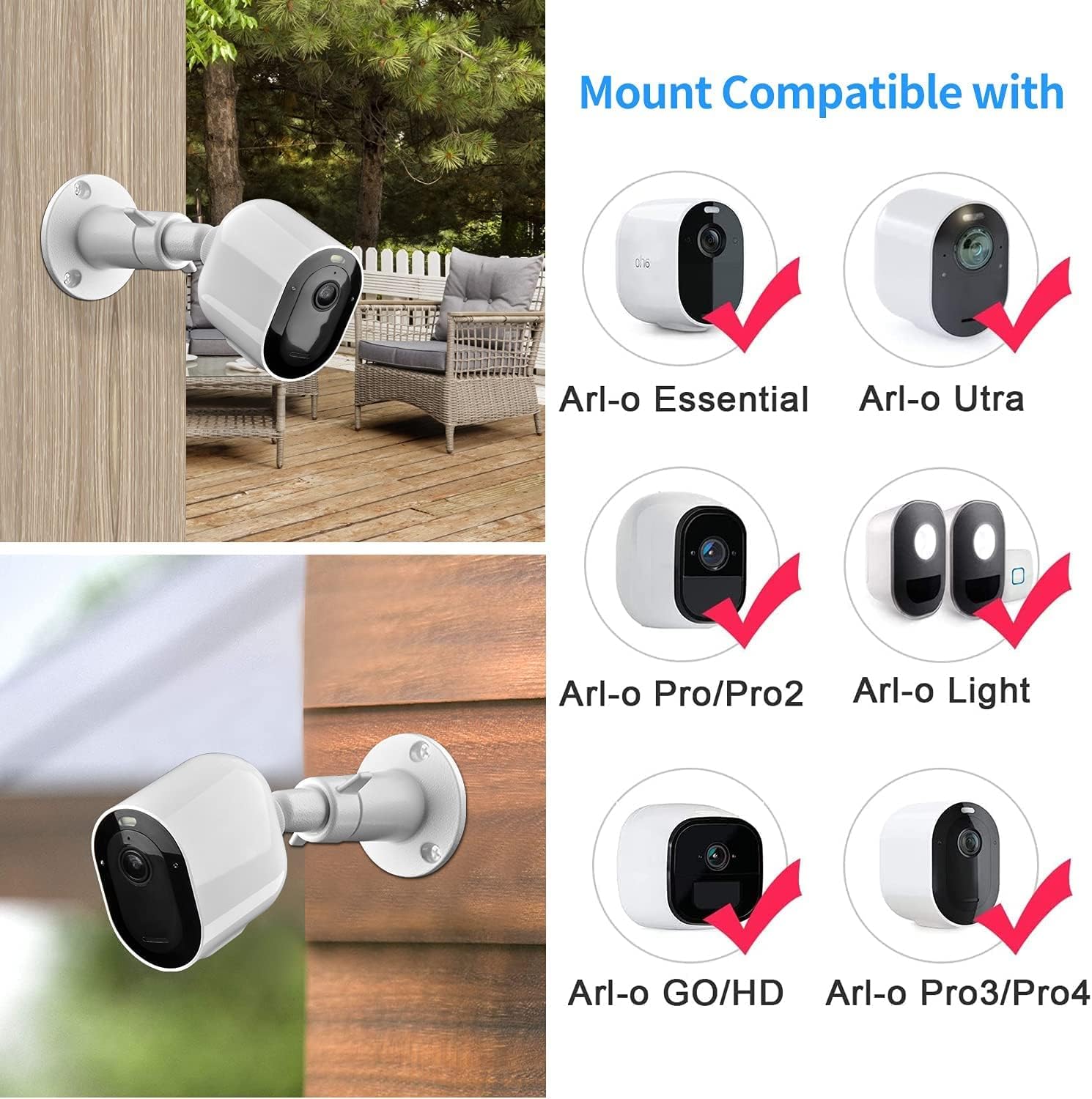 SOPORTE UNIVERSAL PARA CÁMARA DE SEGURIDAD VIEWZONE AJUSTABLE PARA INTERIORES Y EXTERIORES COMPATIBLE CON ARLO Y RING (4 - 2