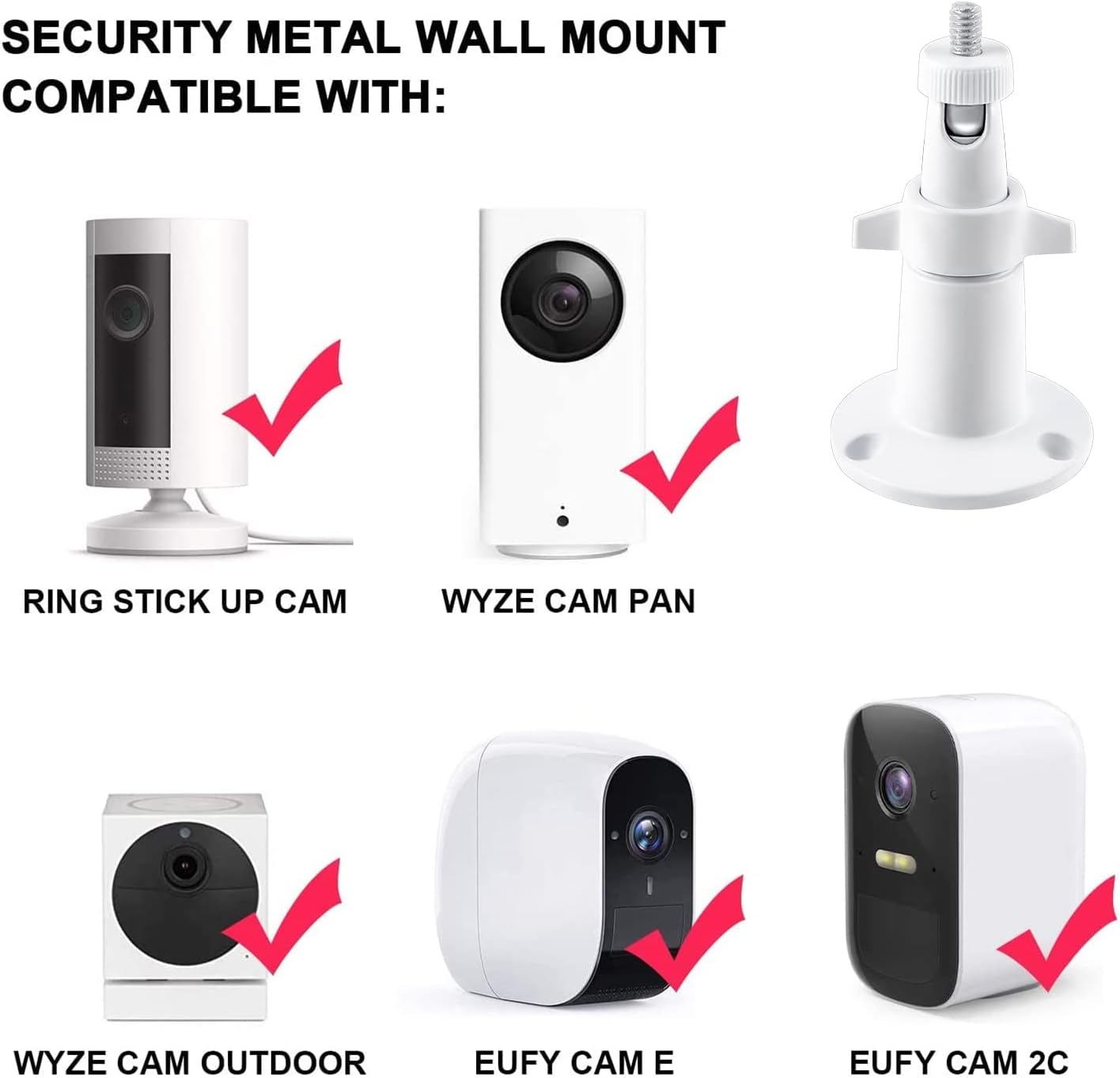 SOPORTE UNIVERSAL PARA CÁMARA DE SEGURIDAD VIEWZONE AJUSTABLE PARA INTERIORES Y EXTERIORES COMPATIBLE CON ARLO Y RING (4 - 3