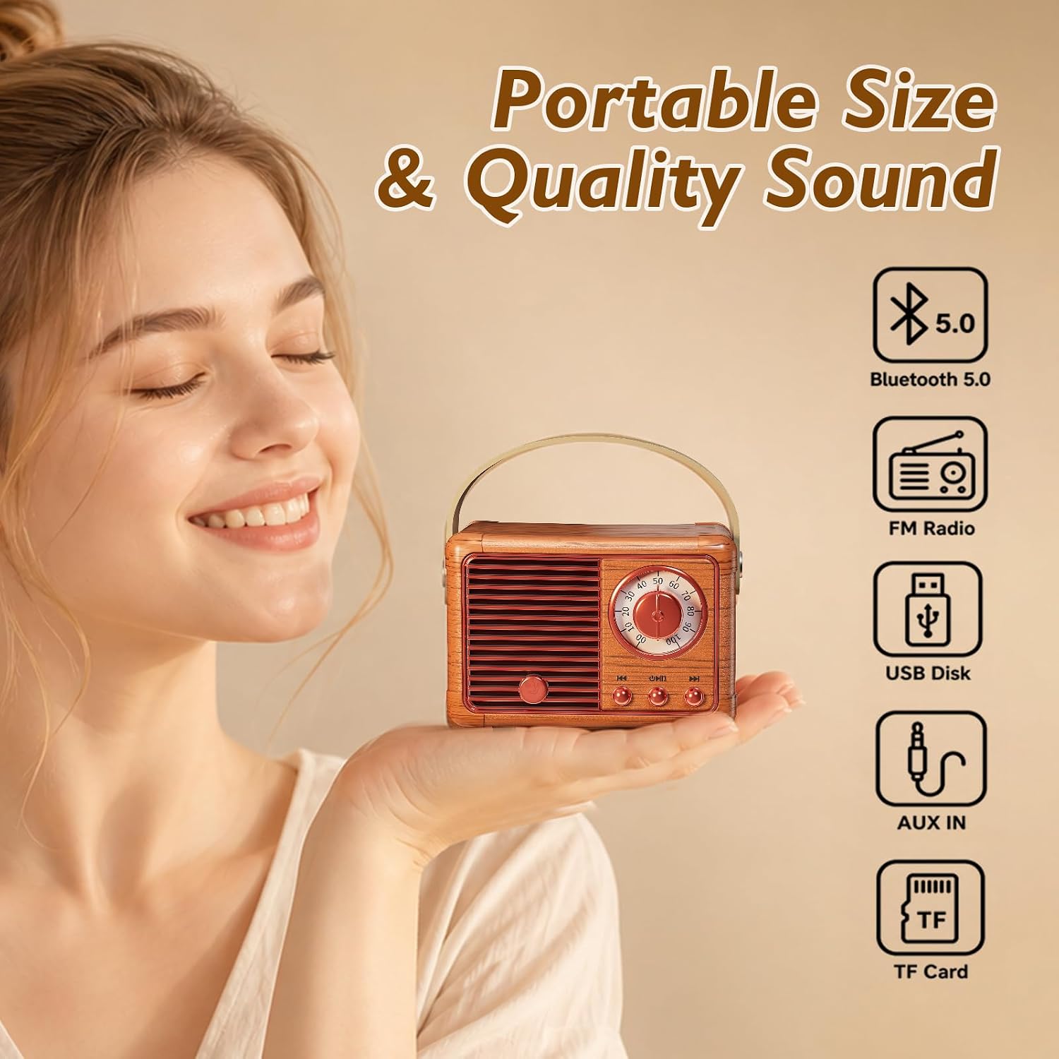 PARLANTE PORTÁTIL DOSMIX RETRO BLUETOOTH VINTAGE PEQUEÑO - 4