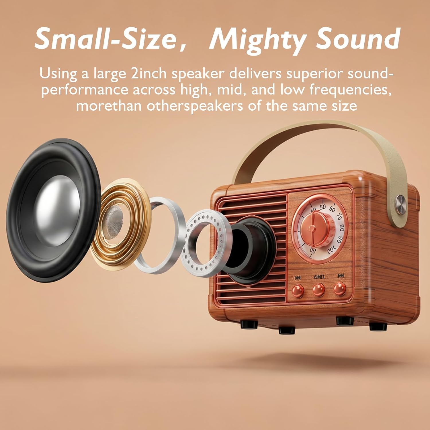 PARLANTE PORTÁTIL DOSMIX RETRO BLUETOOTH VINTAGE PEQUEÑO - 5