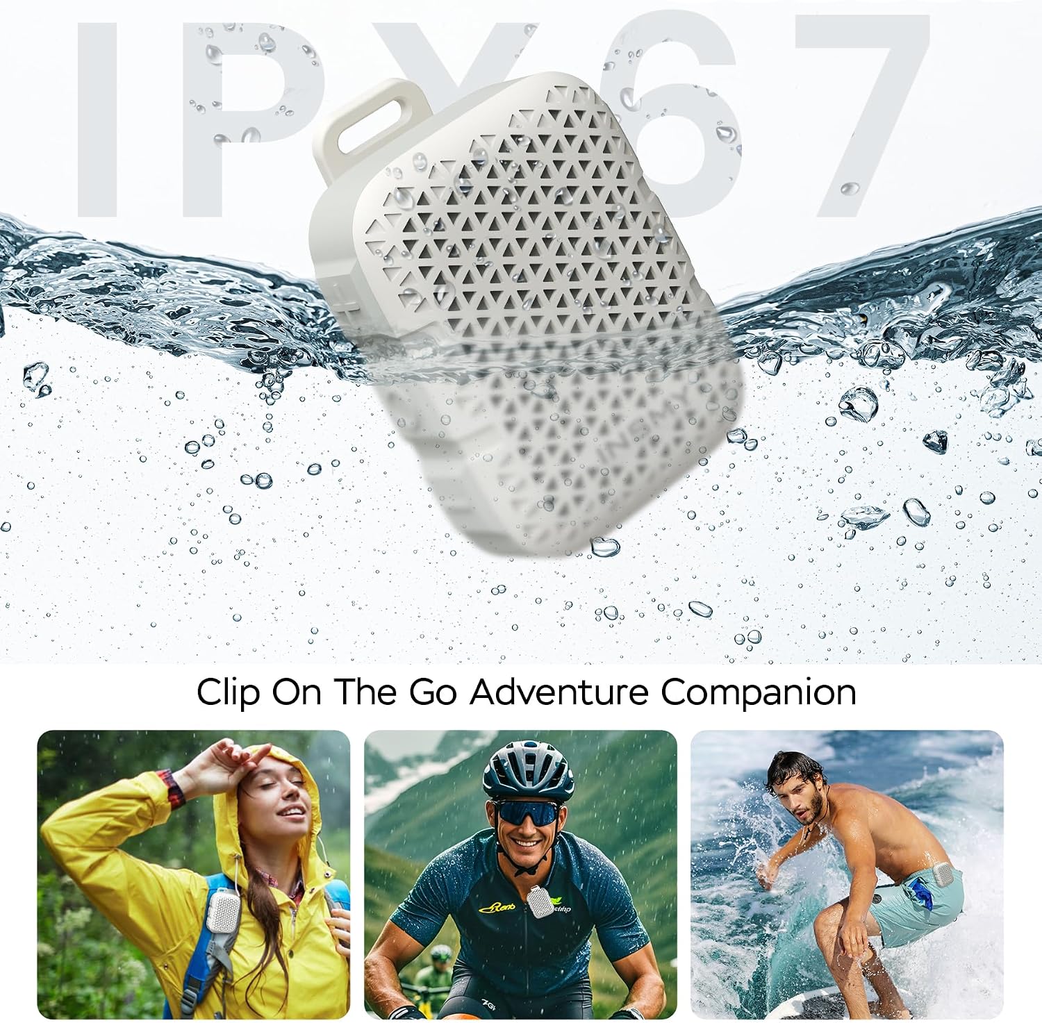 PARLANTE PORTÁTIL BLUETOOTH INSMY WEARABLE IP67 RESISTENTE AL AGUA CON CLIP - 2