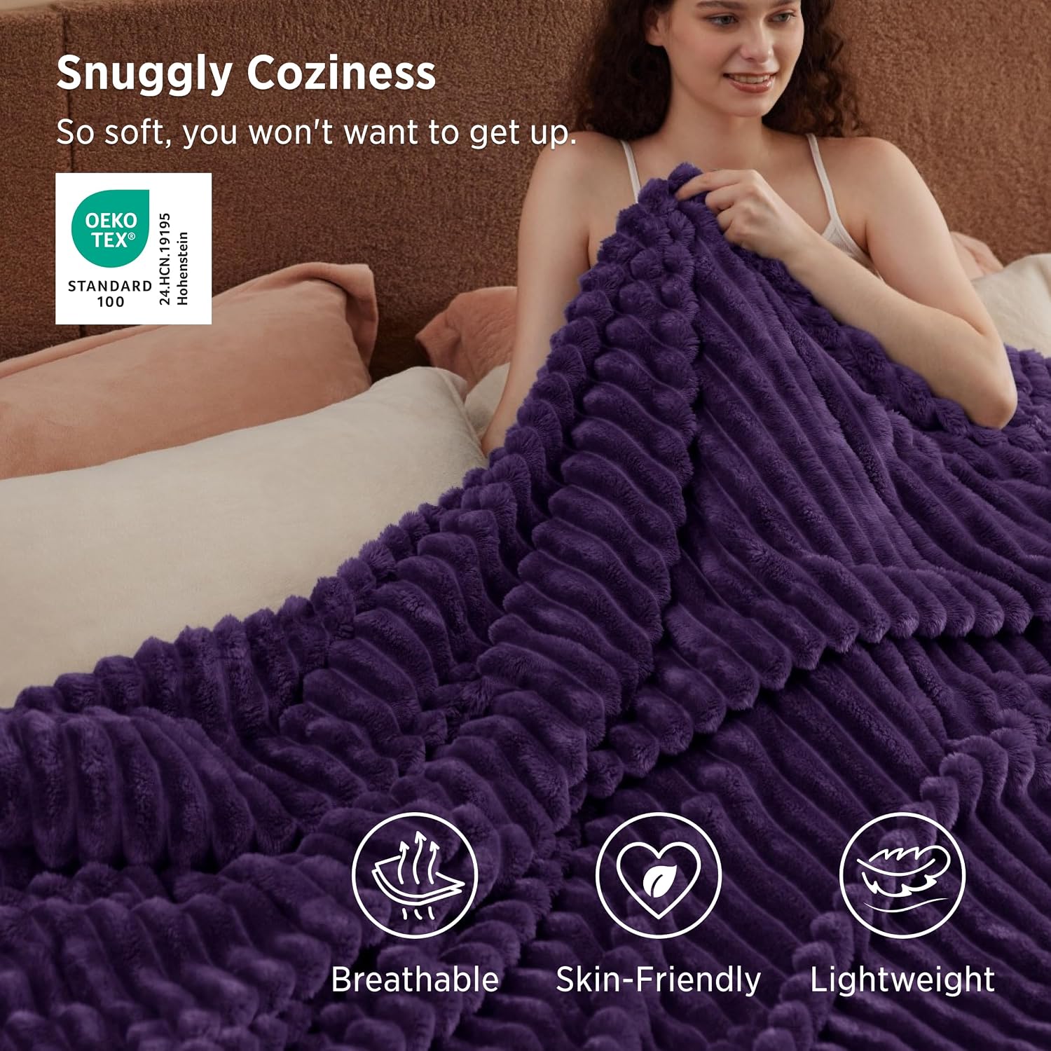 MANTA BEDSURE QUEEN SIZE MORADA 90X90 - 3
