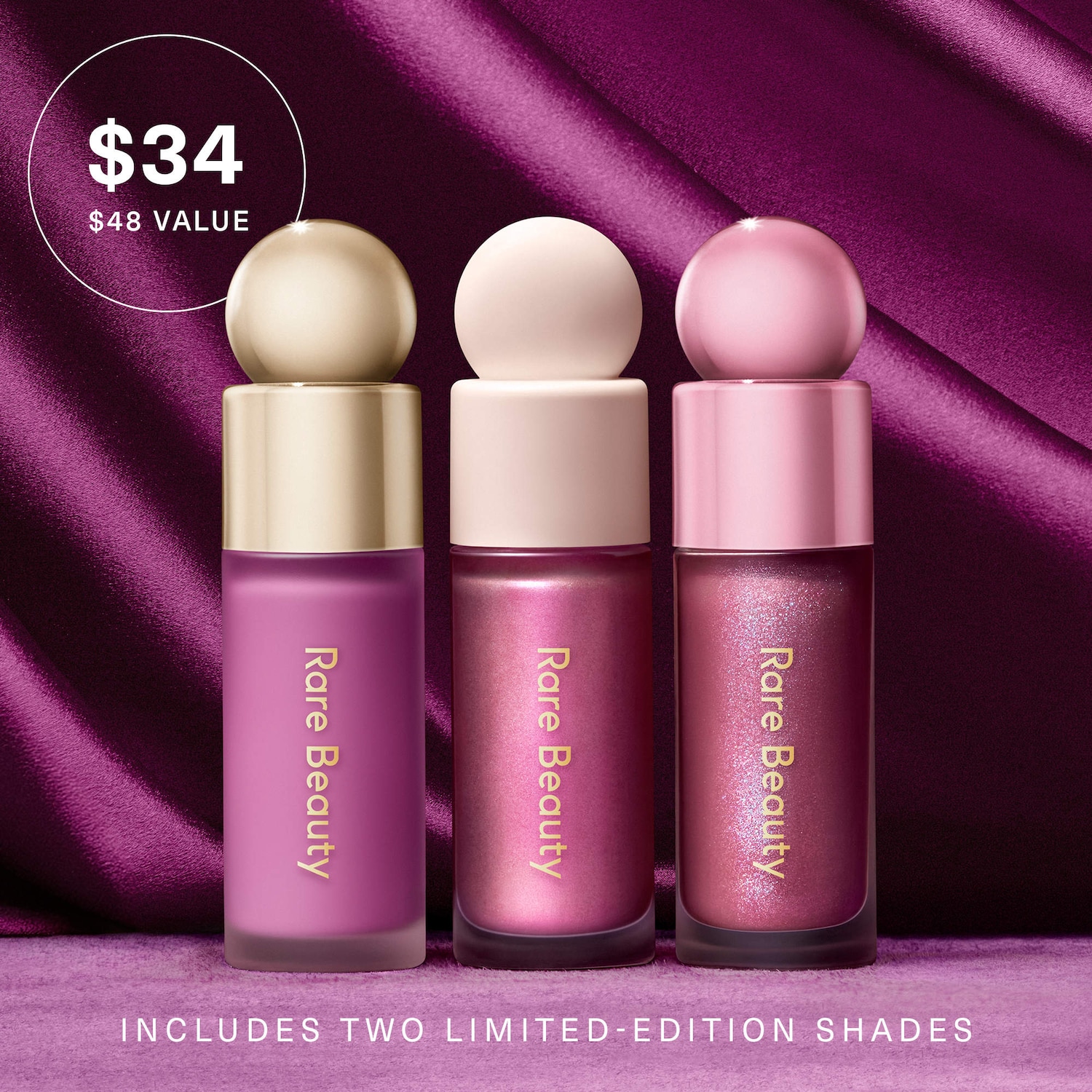 SET DE MAQUILLAJE RARE BEAUTY VIOLET FAVES MINI CHEEK AND LIP TRIO - 3