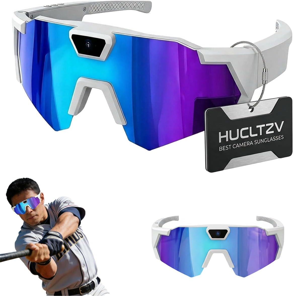 GAFAS CON CÁMARA 4K HUCLTZV ESTILO BASEBALL DEPORTIVAS AZUL - 1