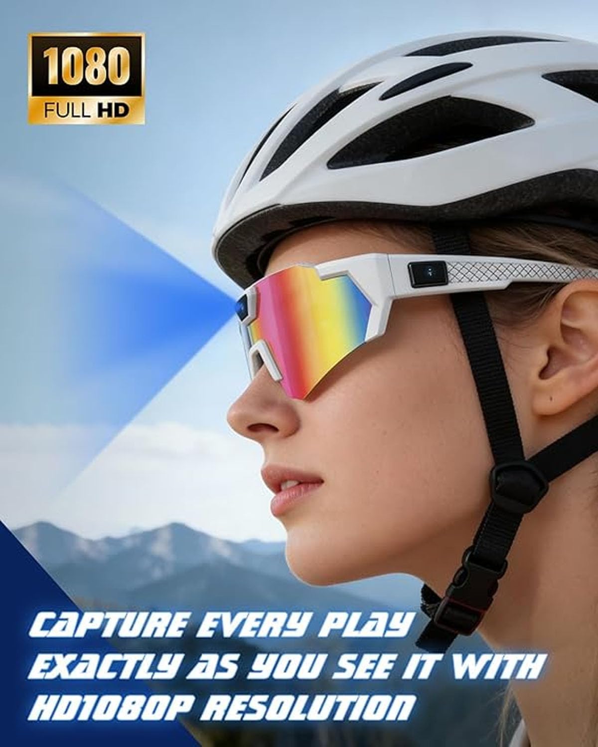 GAFAS CON CÁMARA 4K HUCLTZV ESTILO BASEBALL DEPORTIVAS AZUL - 2