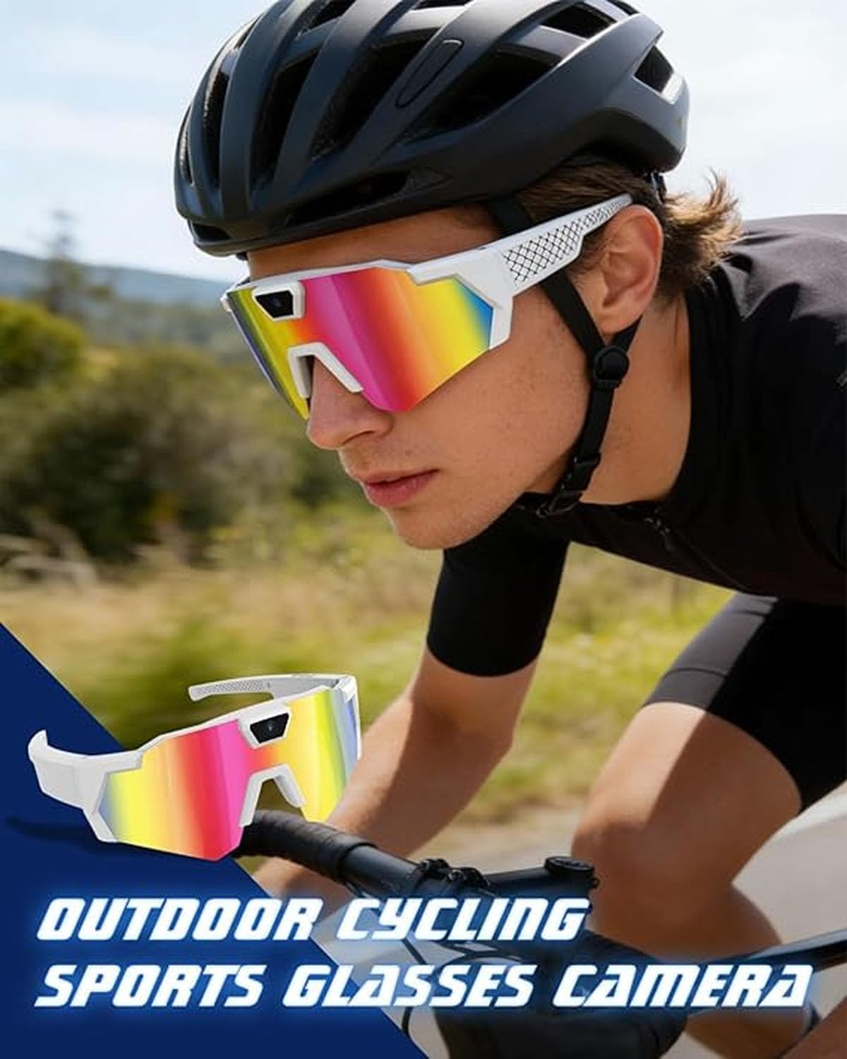 GAFAS CON CÁMARA 4K HUCLTZV ESTILO BASEBALL DEPORTIVAS AZUL - 4