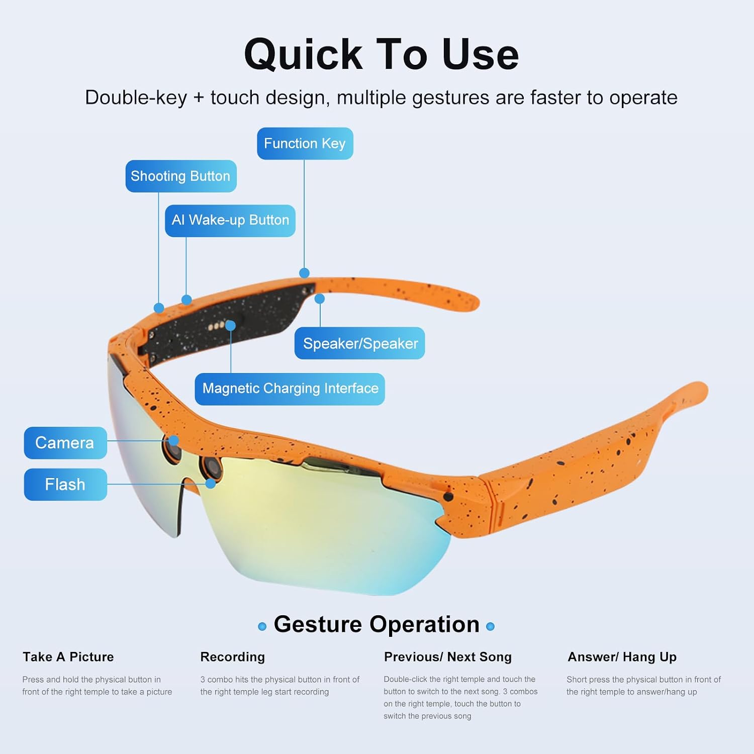 GAFAS DEPORTIVAS INTELIGENTES XTUOSHP CON CÁMARA 8MP Y GRABACIÓN 4K - 4