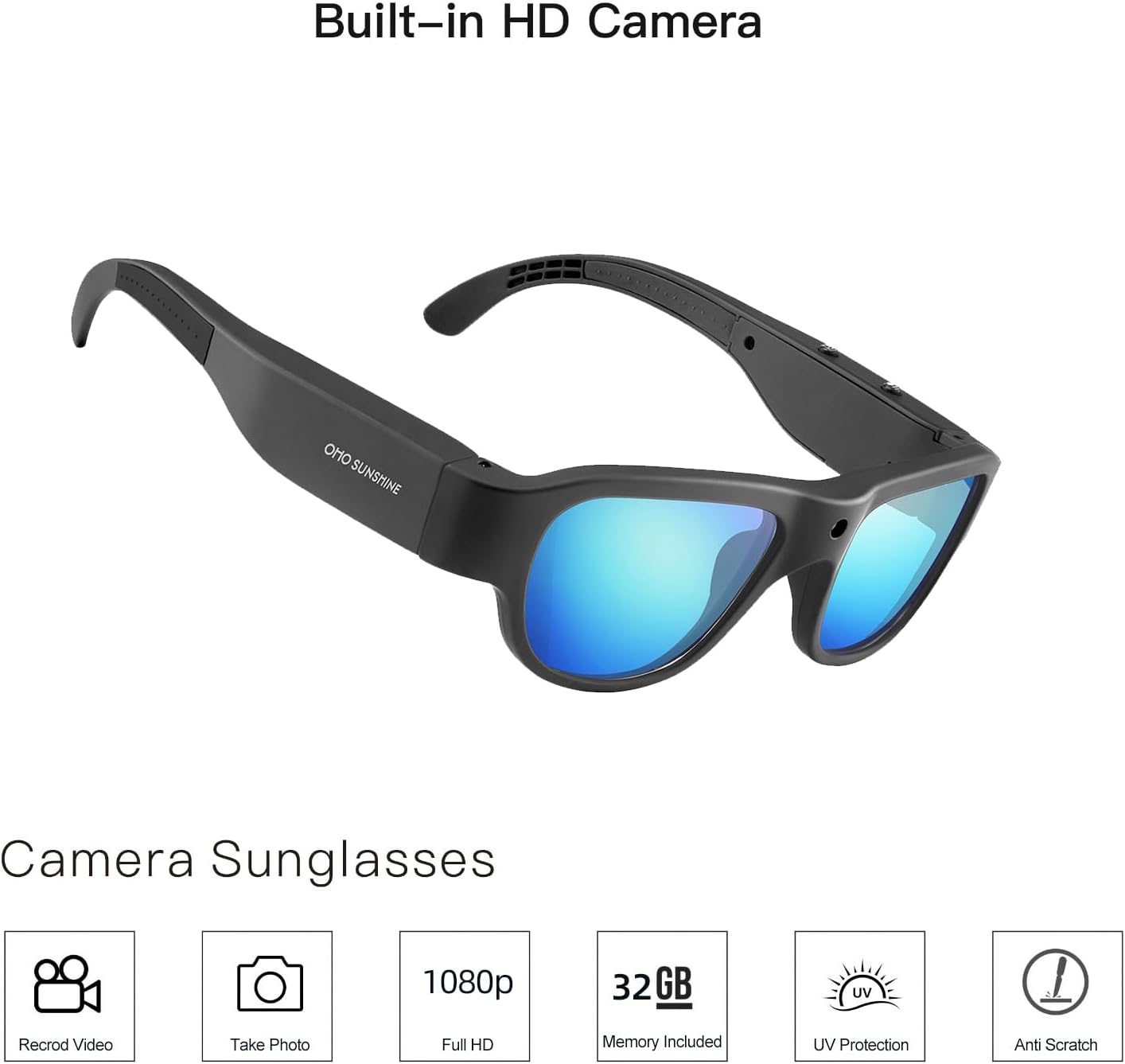 GAFAS INTELIGENTES OHO CON CÁMARA, LENTES POLARIZADAS UV400 Y CERTIFICACIÓN Z87.1 - 2