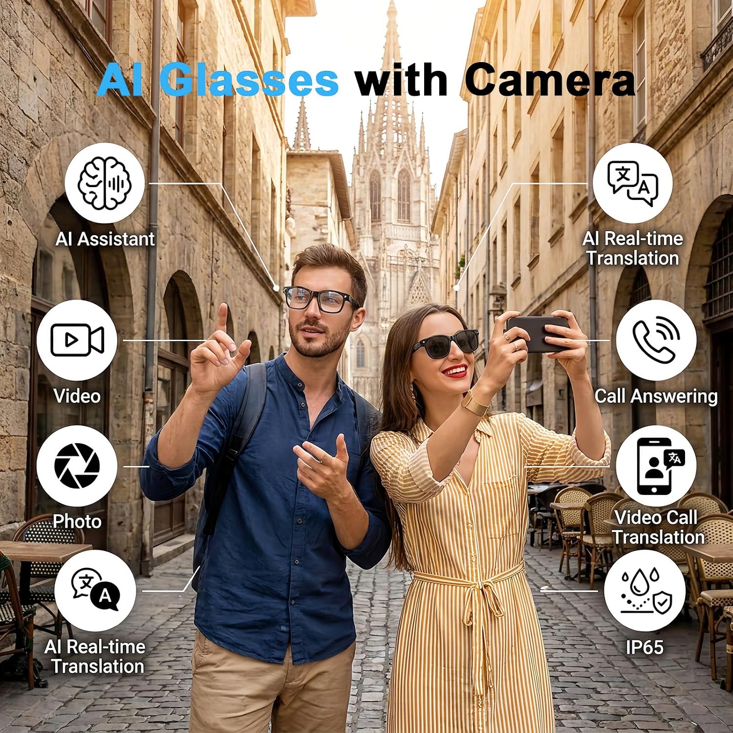 GAFAS INTELIGENTES CON CÁMARA AMZISH 8MP BLUETOOTH - 2