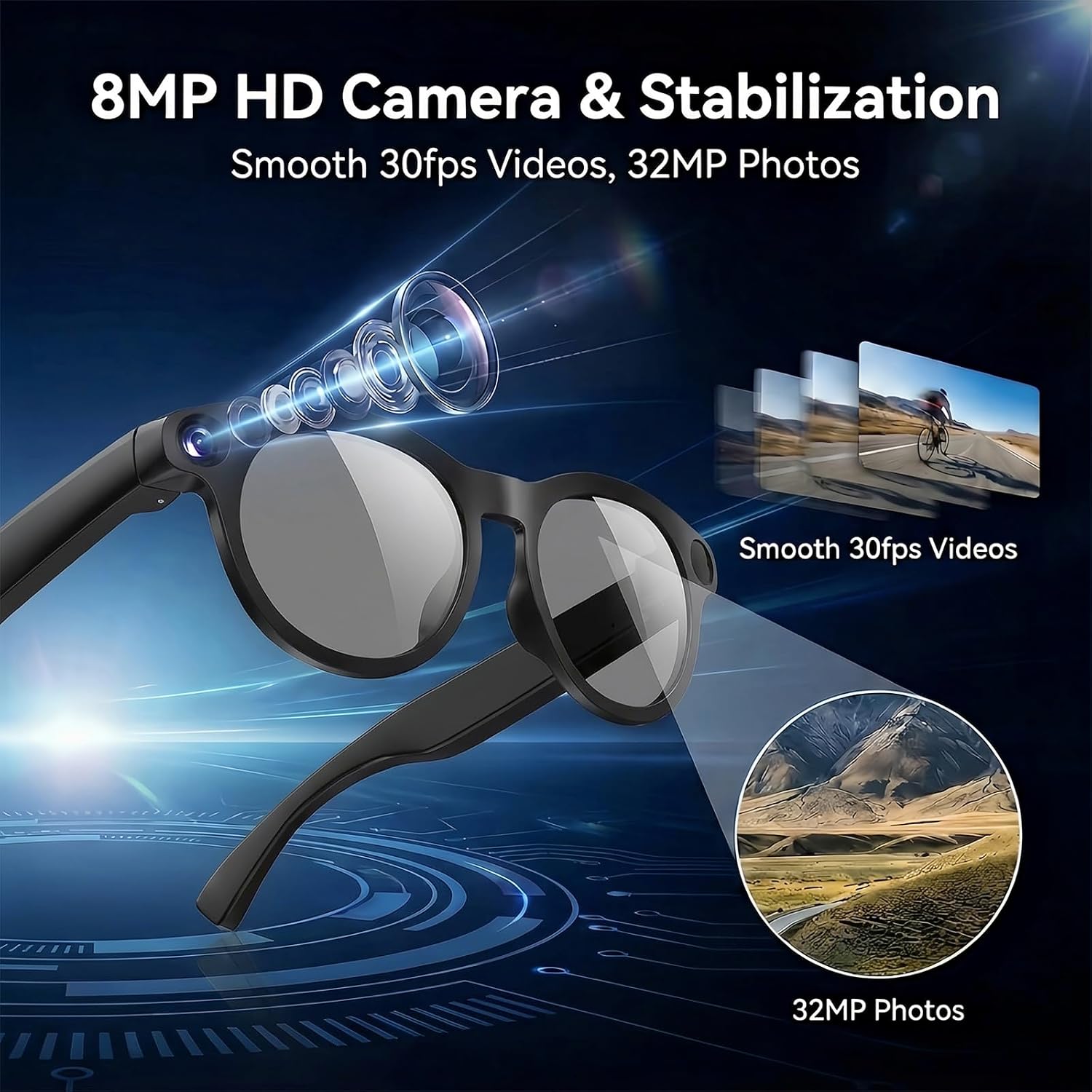 GAFAS INTELIGENTES CON CÁMARA AMZISH 8MP BLUETOOTH - 4