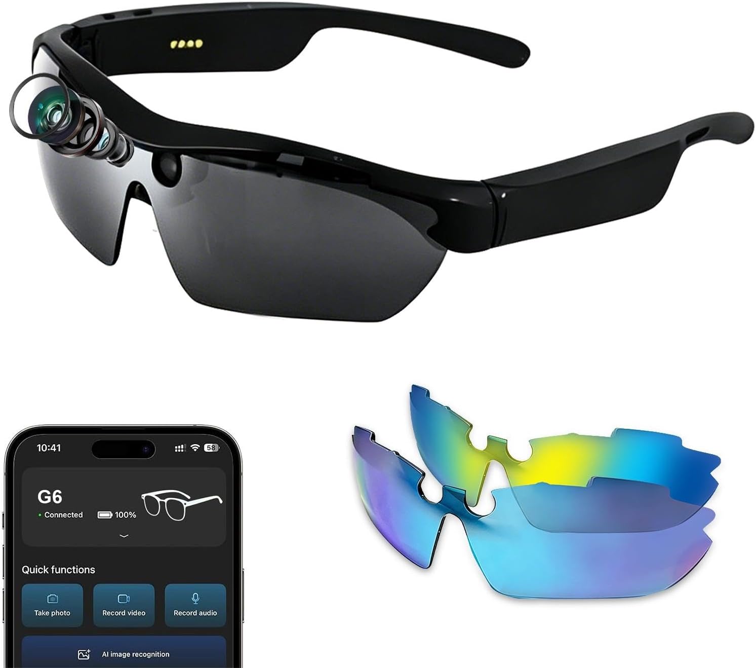 GAFAS DEPORTIVAS INTELIGENTES XTUOSHP CON CÁMARA 8MP Y GRABACIÓN 4K - 1