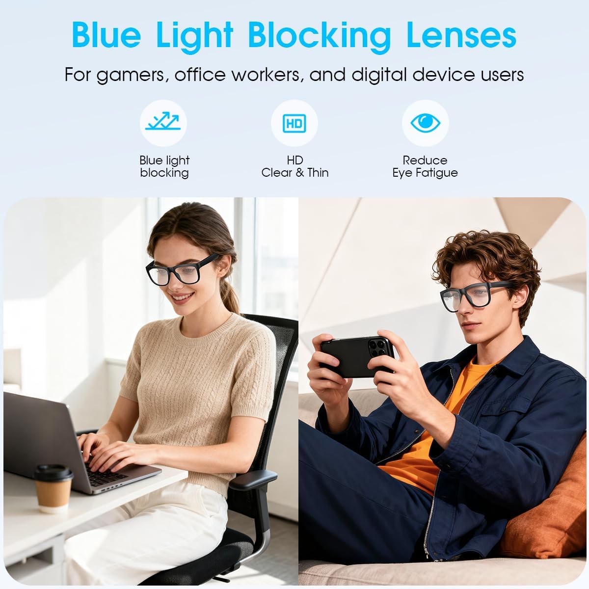 GAFAS INTELIGENTES BLUETOOTH XO CON BLOQUEO DE LUZ AZUL Y MICRÓFONO INTEGRADO COLOR AZUL - 2