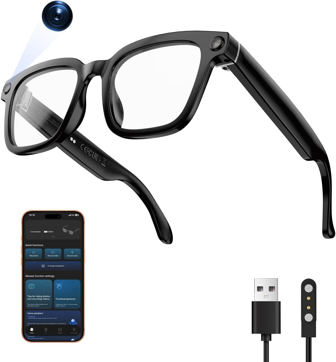 GAFAS INTELIGENTES XO AI CON CÁMARA HD 1080P Y TRADUCCIÓN EN TIEMPO REAL TRANSPARENTES ANTI-BLUE - 1
