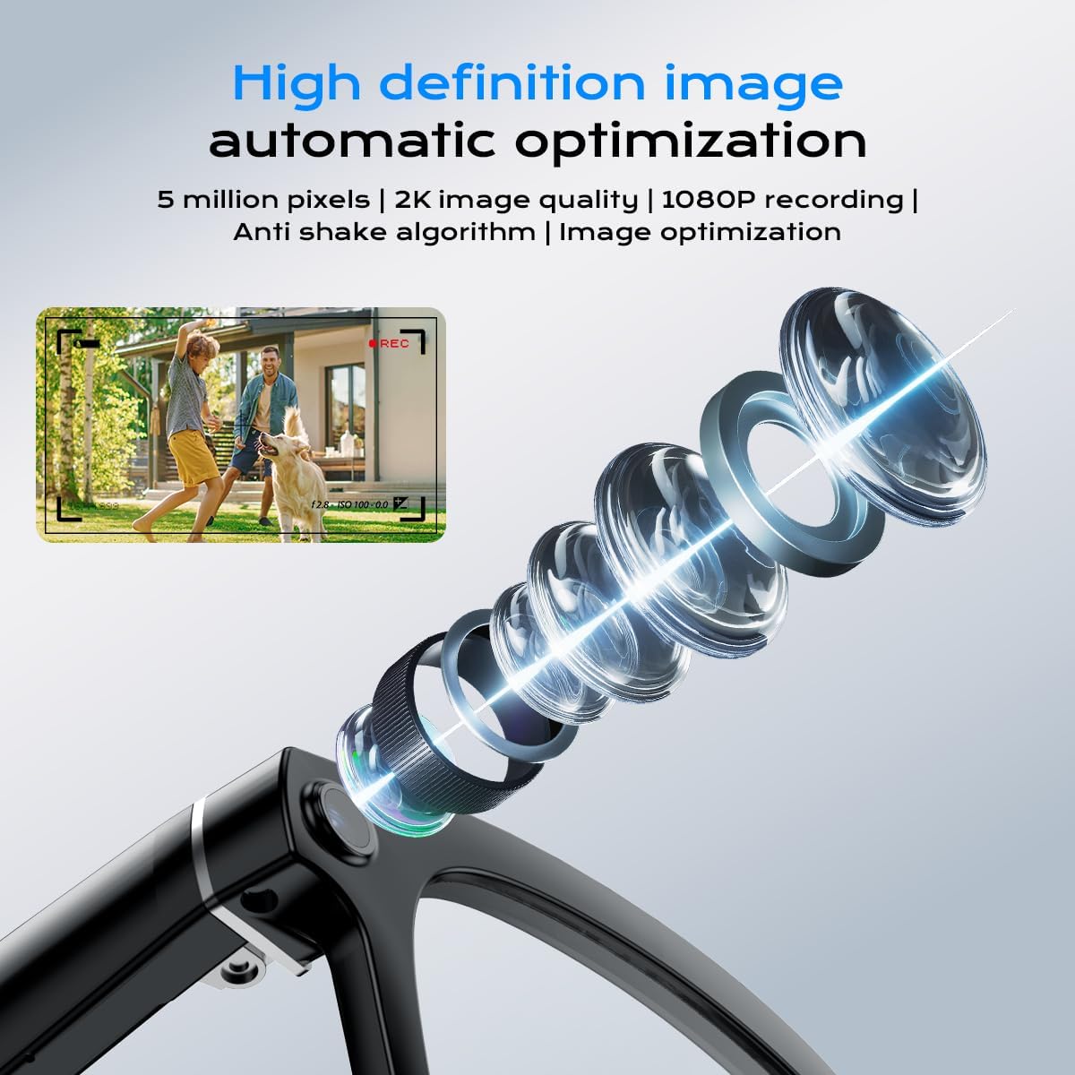 GAFAS INTELIGENTES XO AI CON CÁMARA HD 1080P Y TRADUCCIÓN EN TIEMPO REAL TRANSPARENTES ANTI-BLUE - 3