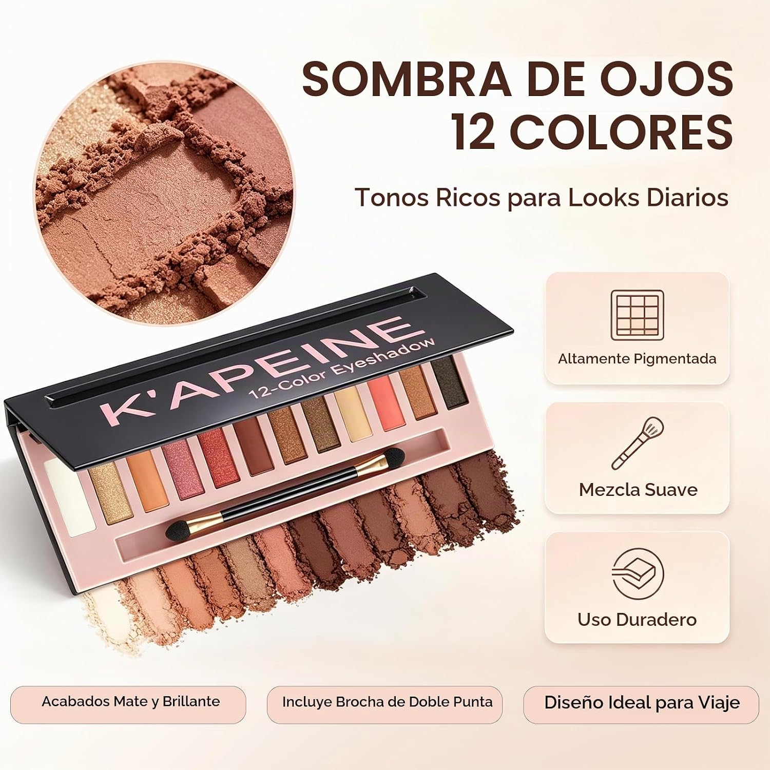 SET DE MAQUILLAJE COMPLETO SHELAKIN 12 COLORES SOMBRAS, BASE, LABIALES, DELINEADOR, MÁSCARA Y CONTORNO - 2