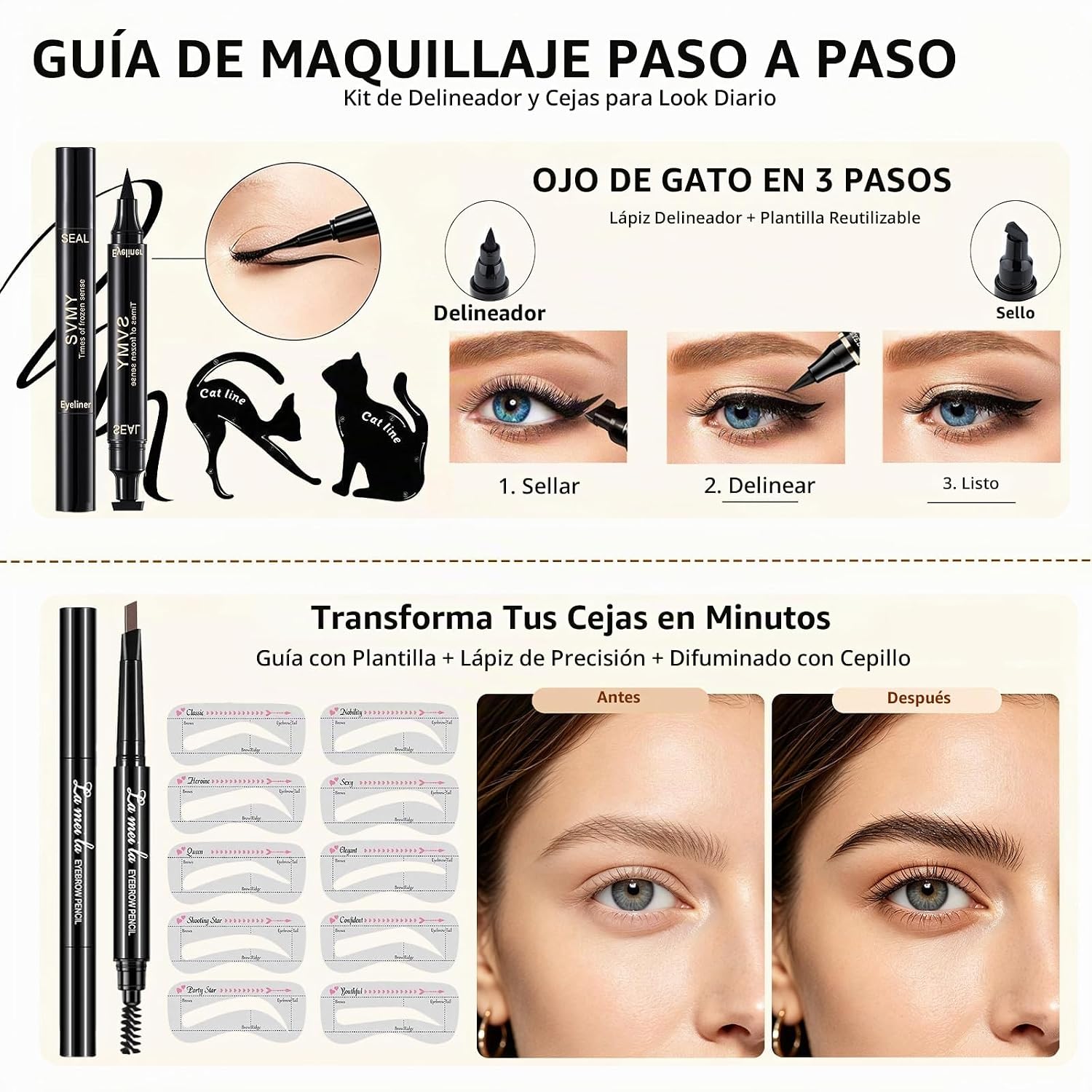 SET DE MAQUILLAJE COMPLETO SHELAKIN 12 COLORES SOMBRAS, BASE, LABIALES, DELINEADOR, MÁSCARA Y CONTORNO - 5
