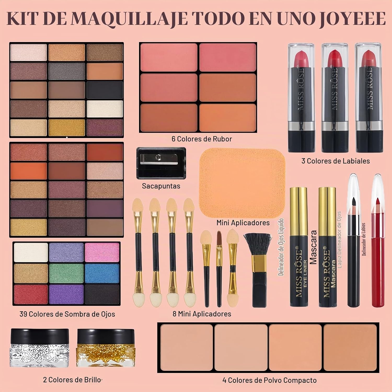 SET DE MAQUILLAJE JOYEEE ALL-IN-ONE CON ESTUCHE Y PALETA #8 - 2