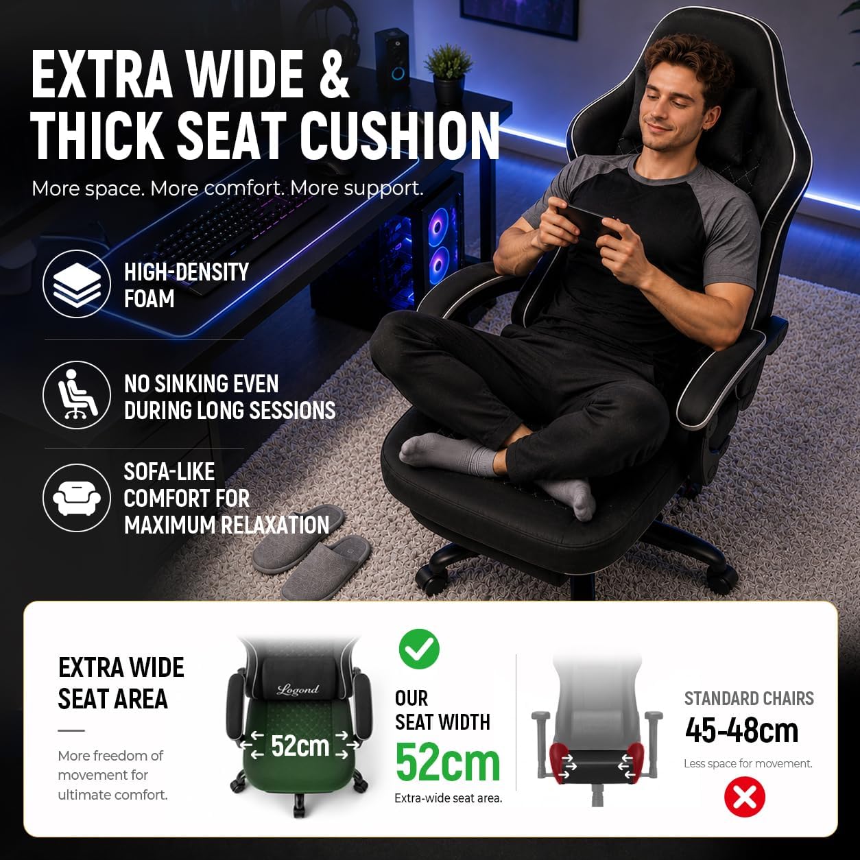 SILLA DE OFICINA NZFYTRT GAMING PARA ADULTOS CON REPOSAPIÉS Y RESPALDO AJUSTABLE - 4