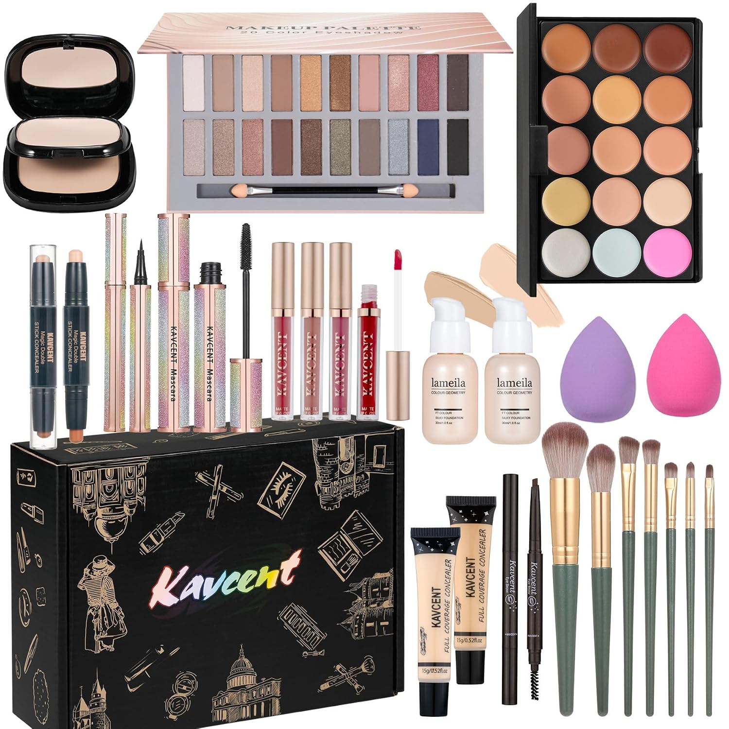SET DE MAQUILLAJE KAVCENT KIT COMPLETO PARA MUJERES Y ADOLESCENTES - 1
