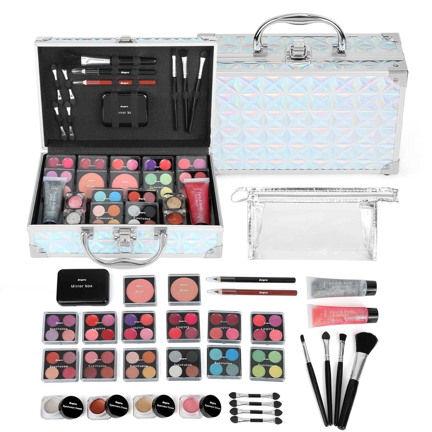 SET DE MAQUILLAJE PARA NIÑAS ANPRO ALL-IN-ONE CON ESTUCHE SIRENA - 1