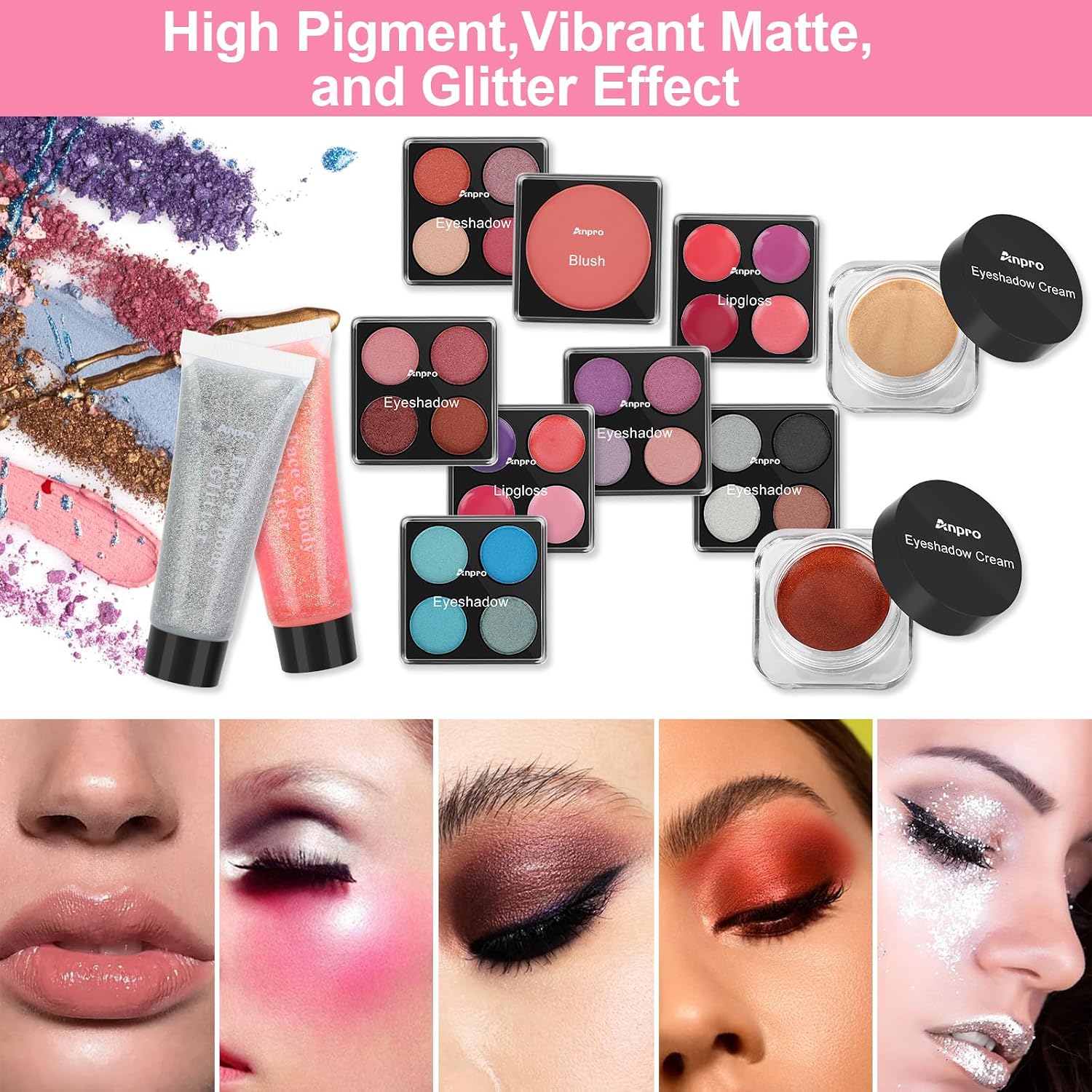 SET DE MAQUILLAJE PARA NIÑAS ANPRO ALL-IN-ONE CON ESTUCHE SIRENA - 3