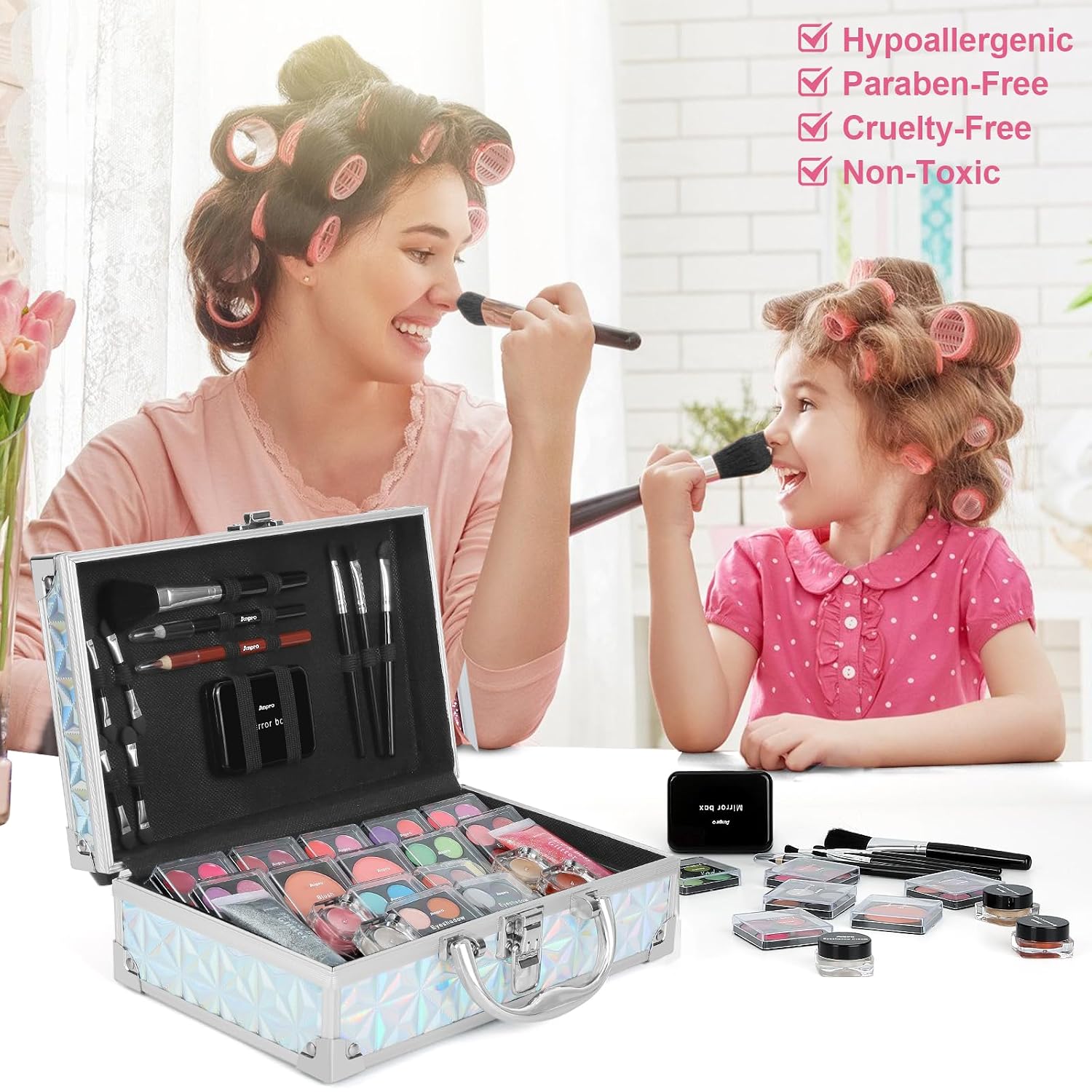 SET DE MAQUILLAJE PARA NIÑAS ANPRO ALL-IN-ONE CON ESTUCHE SIRENA - 4