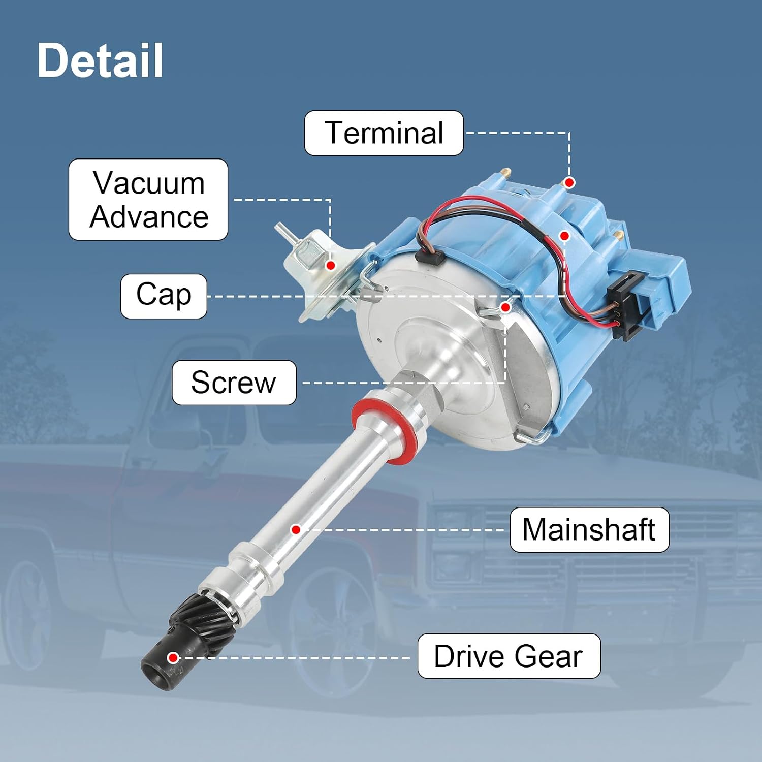 DISTRIBUIDOR DE ENCENDIDO HEI CARMOCAR CON TAPA AZUL PARA CHEVY GM SMALL Y BIG BLOCKS - 2