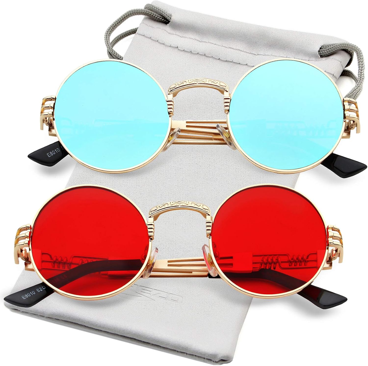 LENTES DE SOL AIEYEZO REDONDOS STEAMPUNK UNISEX MARCO METÁLICO - 1