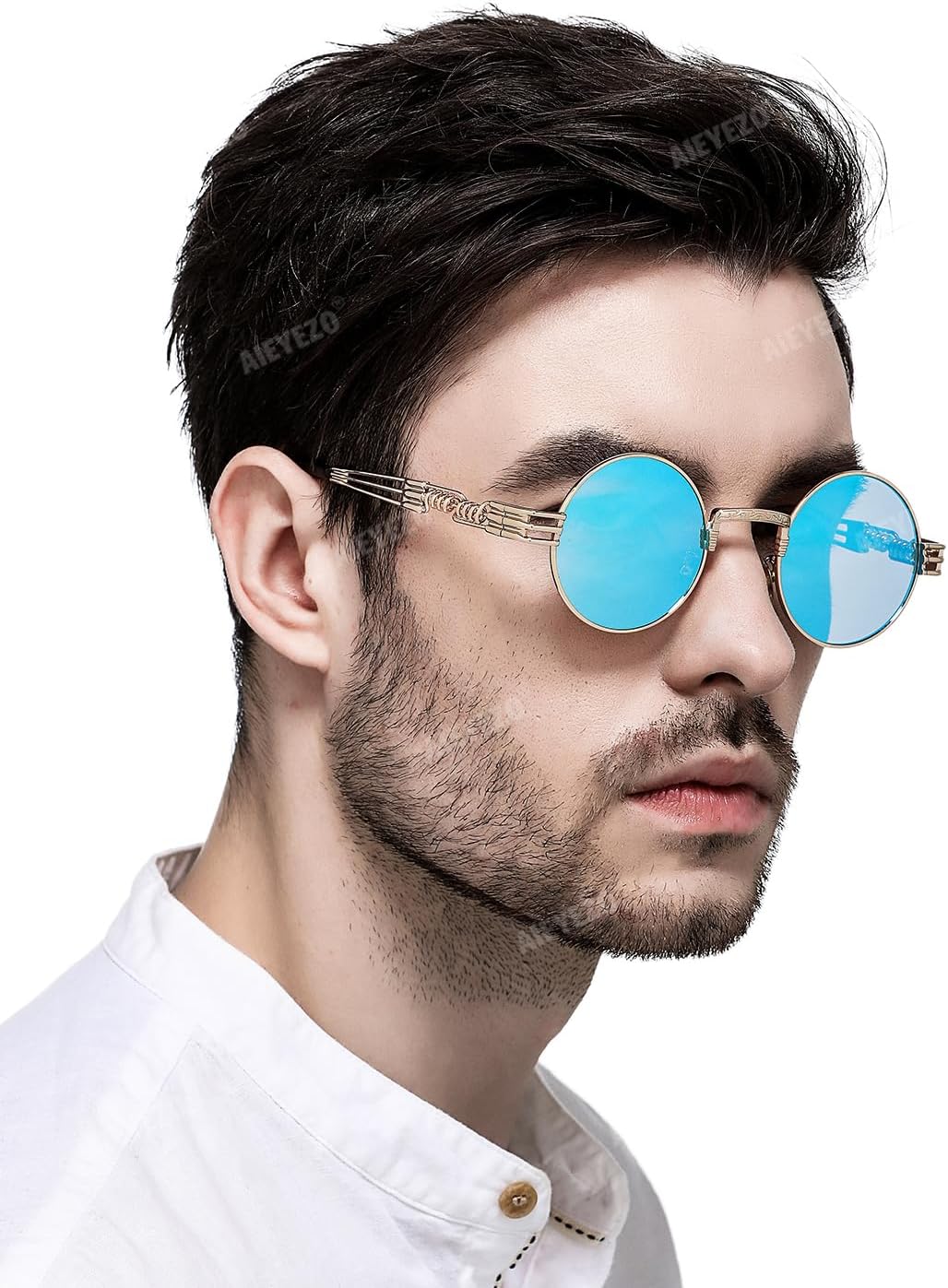 LENTES DE SOL AIEYEZO REDONDOS STEAMPUNK UNISEX MARCO METÁLICO - 3