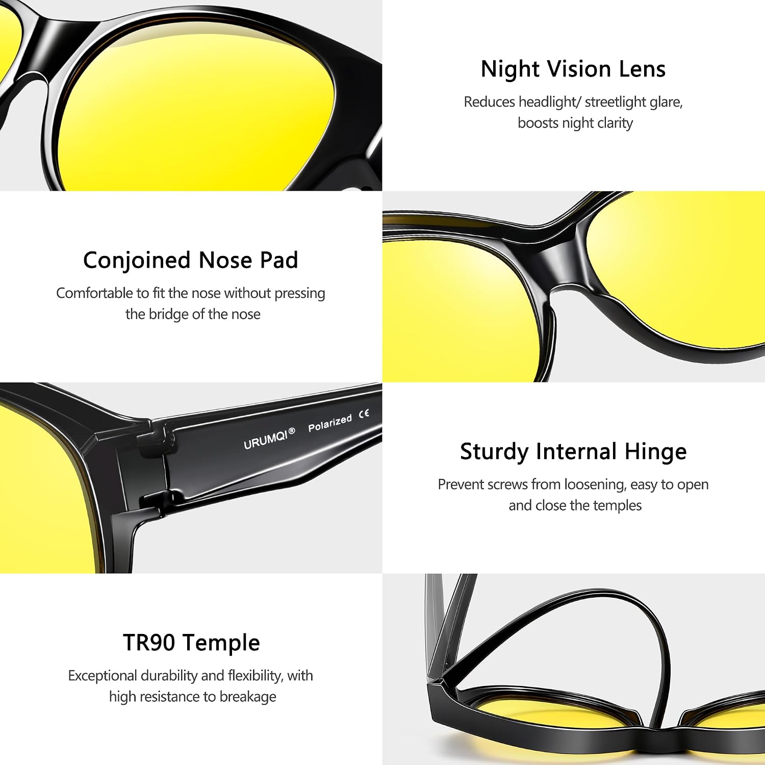 LENTES DE SOL URUMQI NIGHT VISION PARA MUJER PARA USAR SOBRE ANTEOJOS - 5