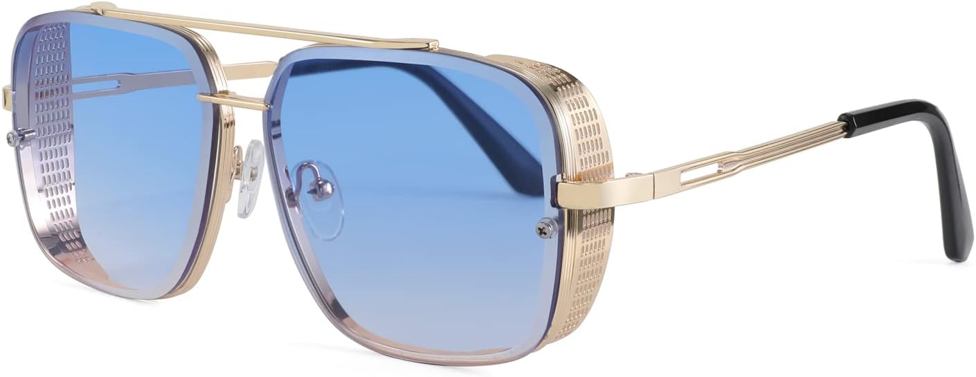 LENTES DE SOL FEISEDY VINTAGE PILOTO CUADRADOS METAL STEAMPUNK B2894 - 1