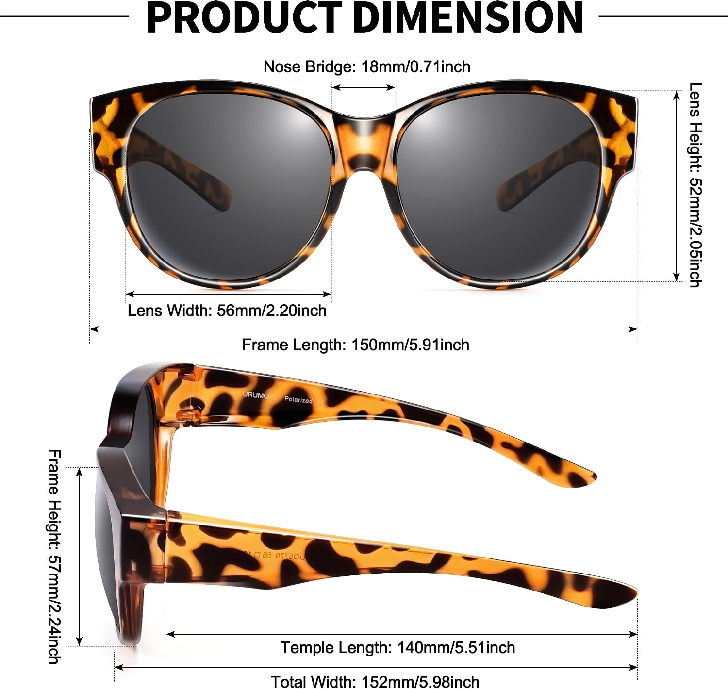 LENTES DE SOL URUMQI NIGHT VISION PARA MUJER PARA USAR SOBRE ANTEOJOS - 4