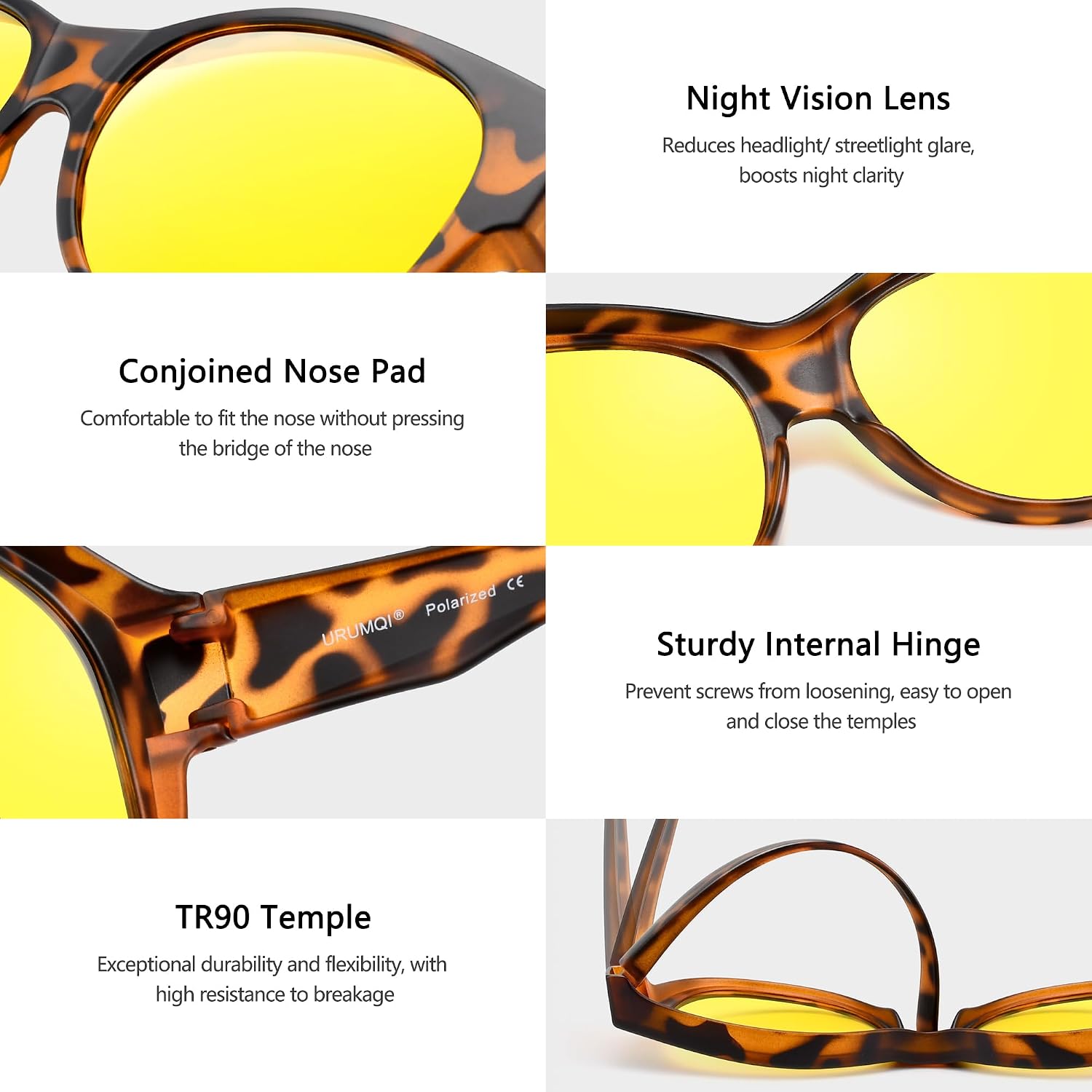 LENTES DE SOL URUMQI NIGHT VISION PARA MUJER PARA USAR SOBRE ANTEOJOS - 4