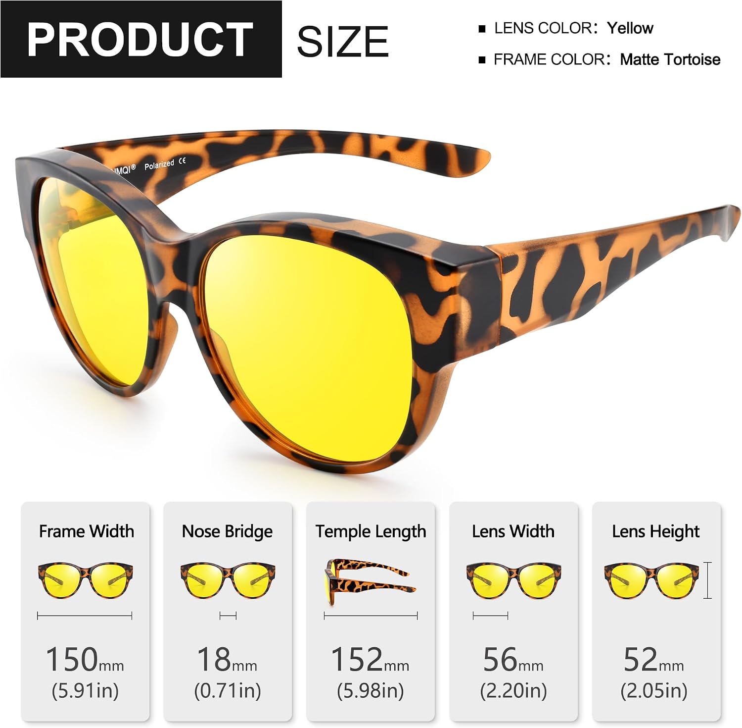 LENTES DE SOL URUMQI NIGHT VISION PARA MUJER PARA USAR SOBRE ANTEOJOS - 5