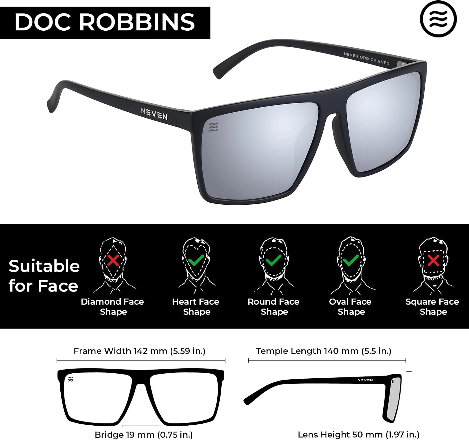 LENTES DE SOL RECTANGULARES POLARIZADOS PARA HOMBRE NEVEN TR90 L/XL - 3