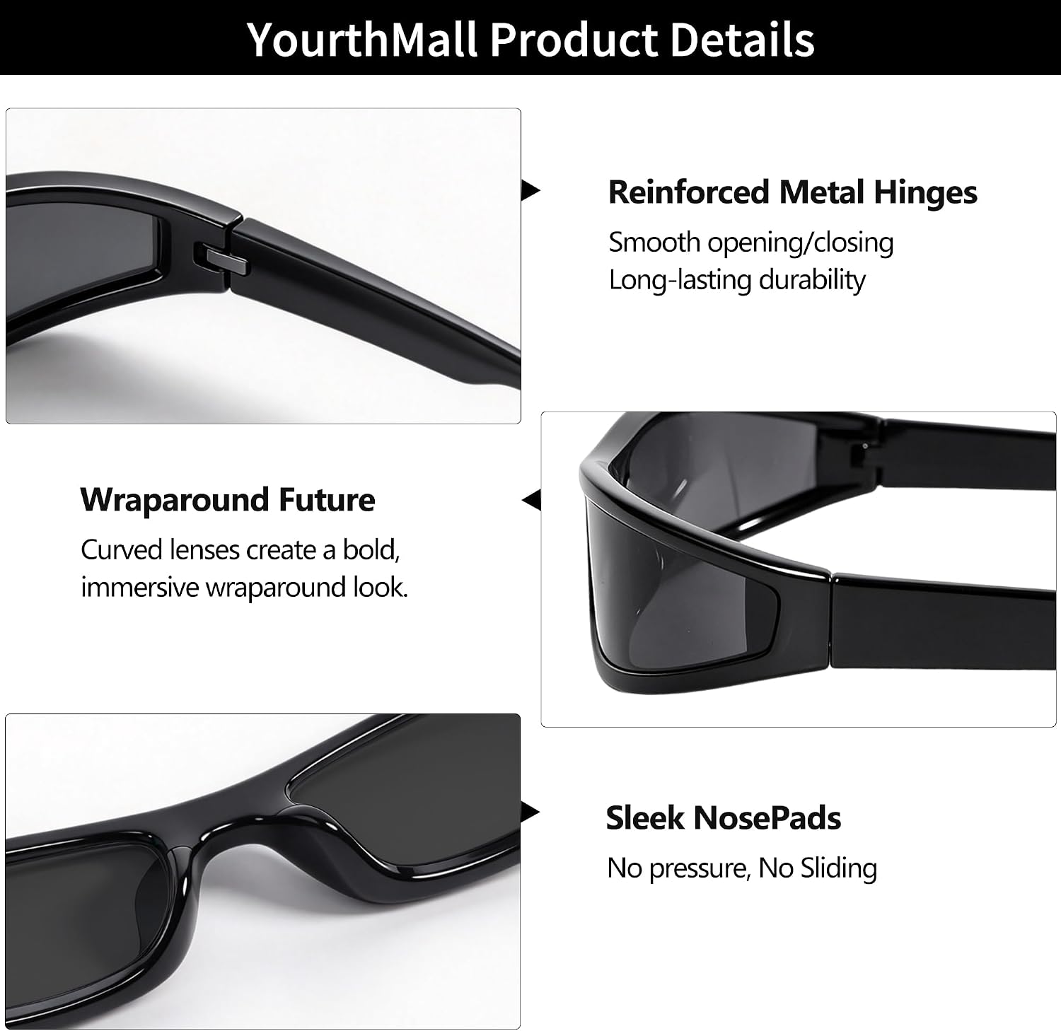 LENTES DE SOL RMEROM FUTURISTIC RAVE UNISEX DISEÑO ENVOLVENTE CURVO - 5