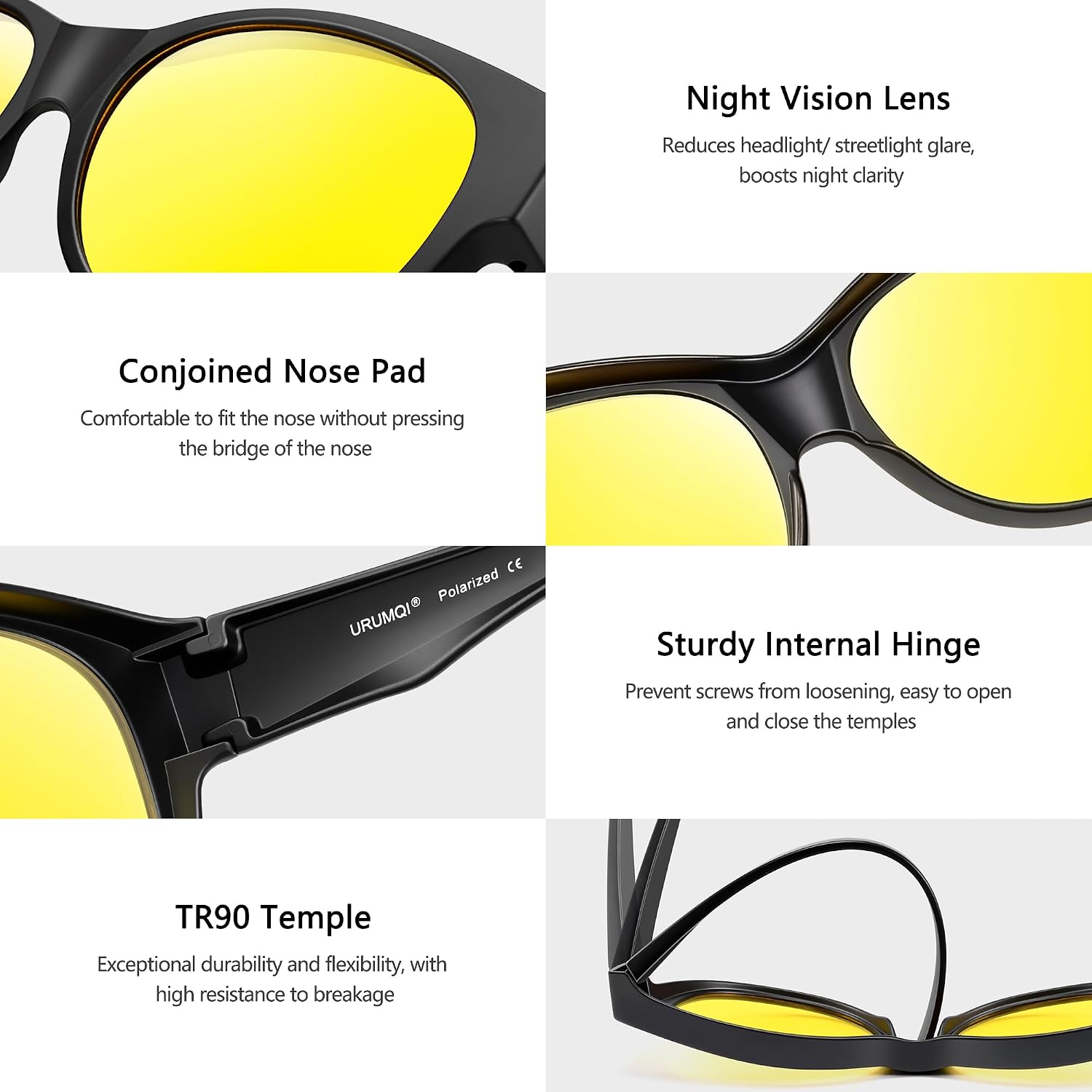 LENTES DE SOL URUMQI NIGHT VISION PARA MUJER PARA USAR SOBRE ANTEOJOS - 5