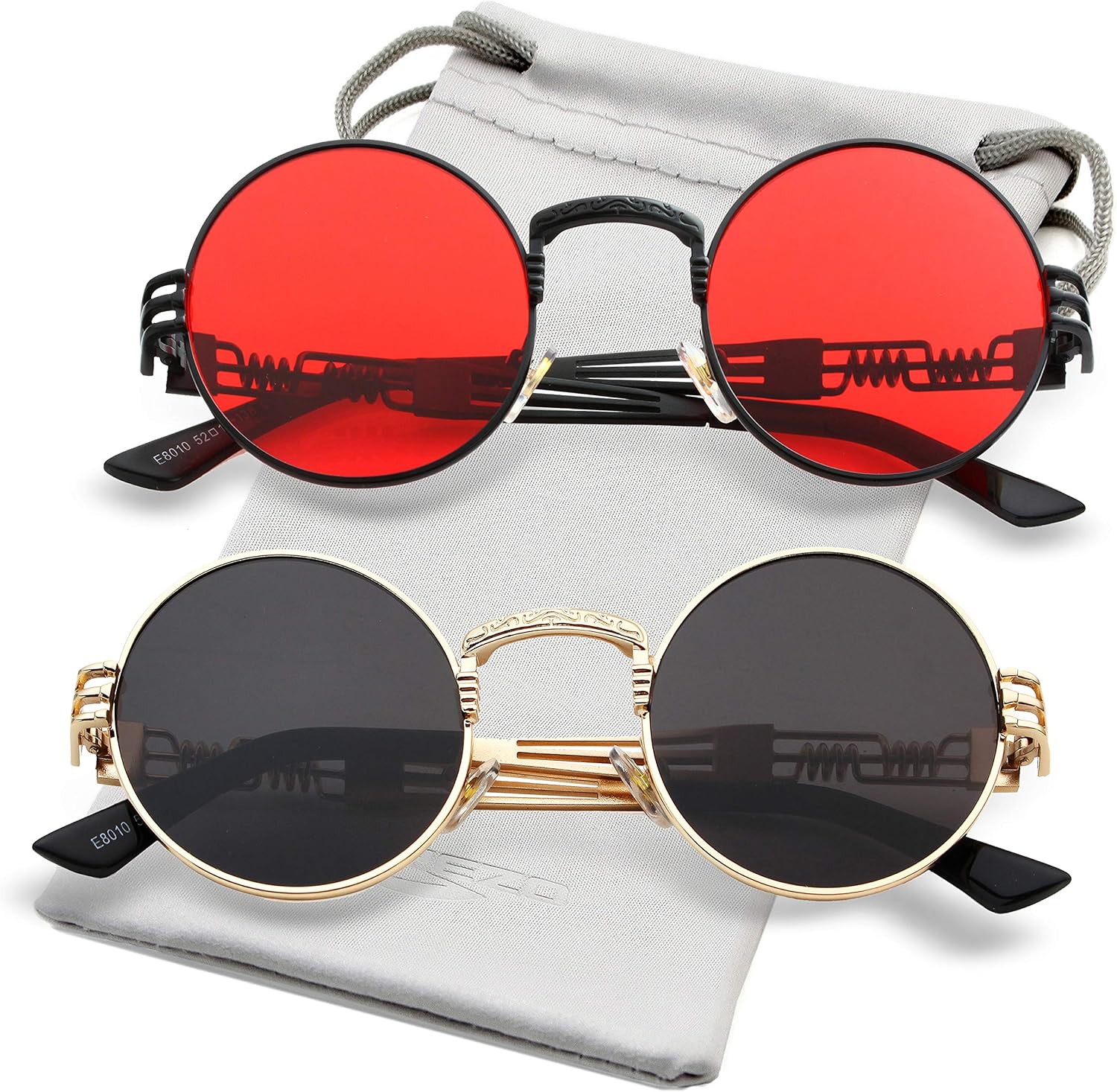 LENTES DE SOL AIEYEZO STEAMPUNK REDONDOS UNISEX MARCO METÁLICO - 1