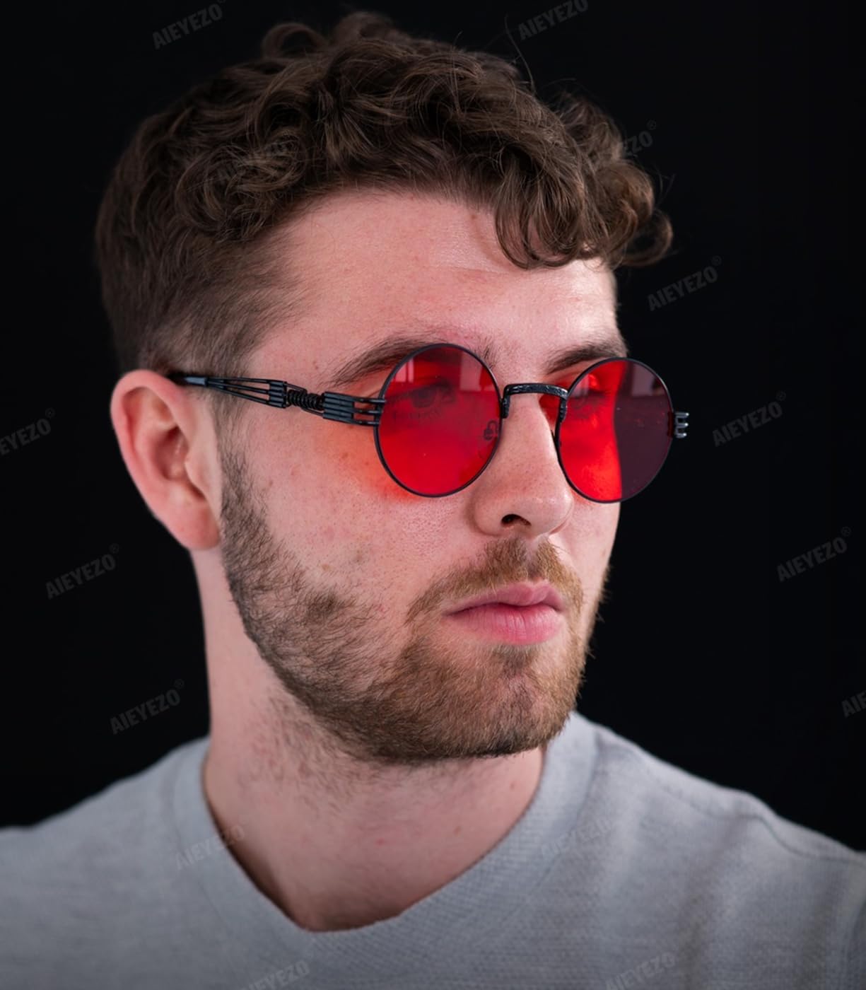 LENTES DE SOL AIEYEZO STEAMPUNK REDONDOS UNISEX MARCO METÁLICO - 4