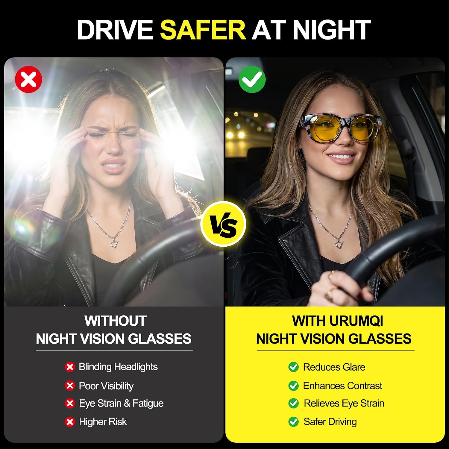LENTES DE SOL URUMQI NIGHT VISION PARA MUJER PARA USAR SOBRE ANTEOJOS - 4